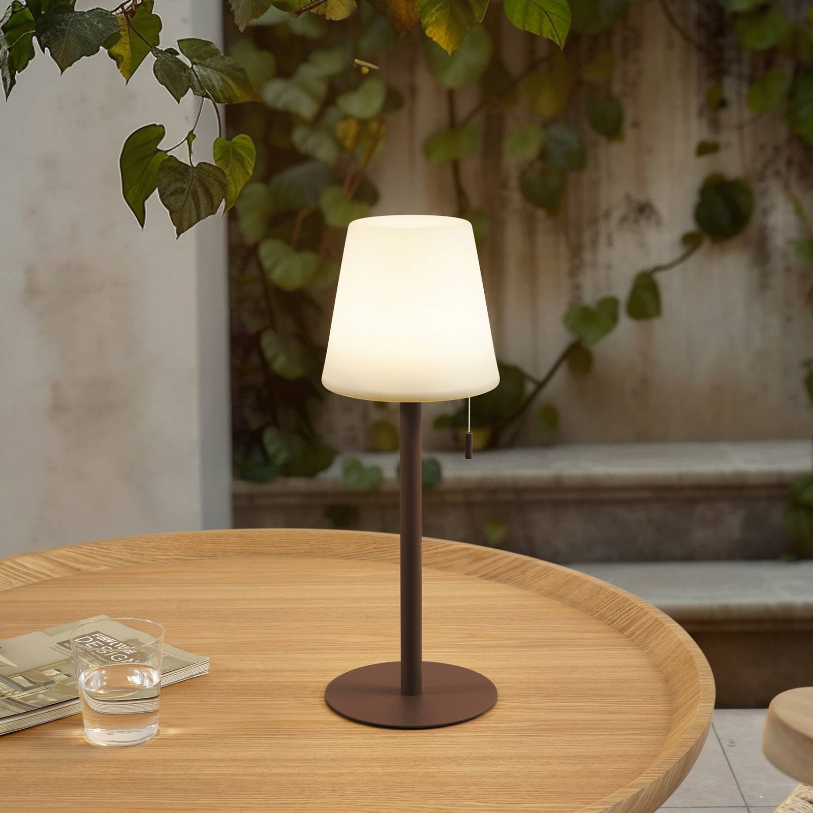 Lampa akumulatorowa LED Azalea, biały/brązowy, 45 cm, CCT, IP44
