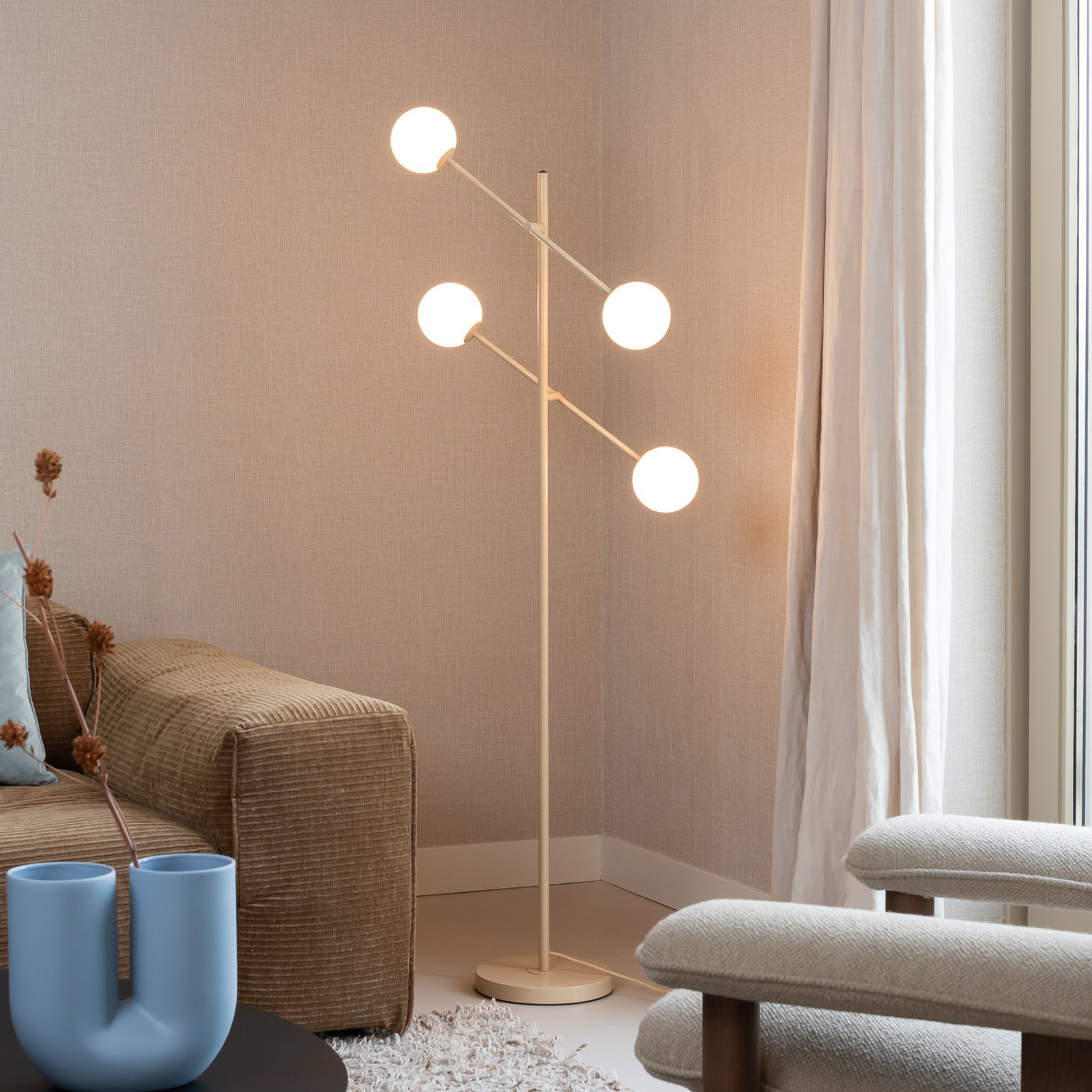 IT'S ABOUT ROMI Stehlampe Copenhagen, beige, Glas, drehbar