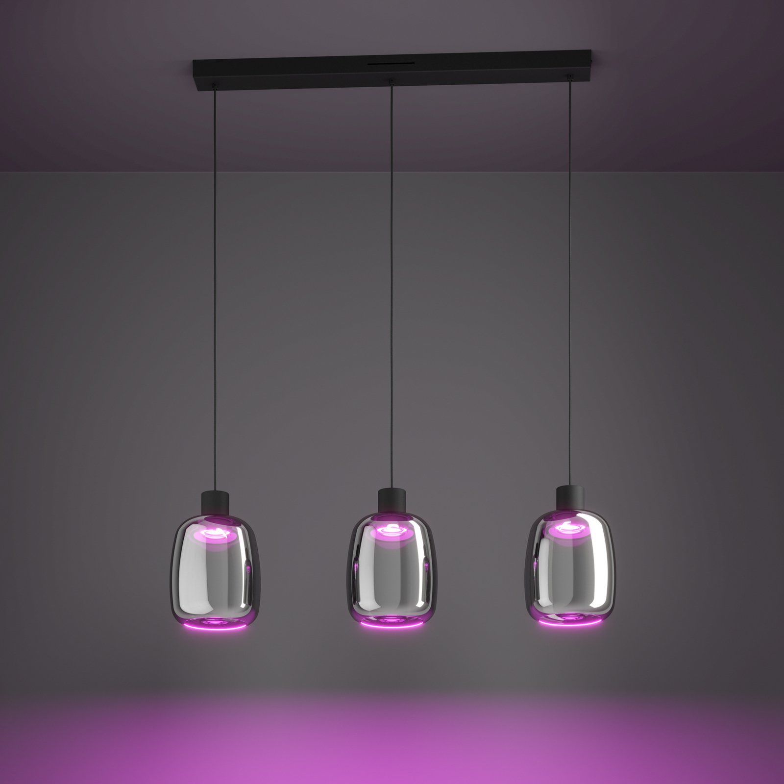 EGLO connect LED-Hängelampe Molochio-Z, 3-fl., schwarz, klar EGLO connect LED-Hängelampe Molochio-Z, 3-fl., schwarz, klar