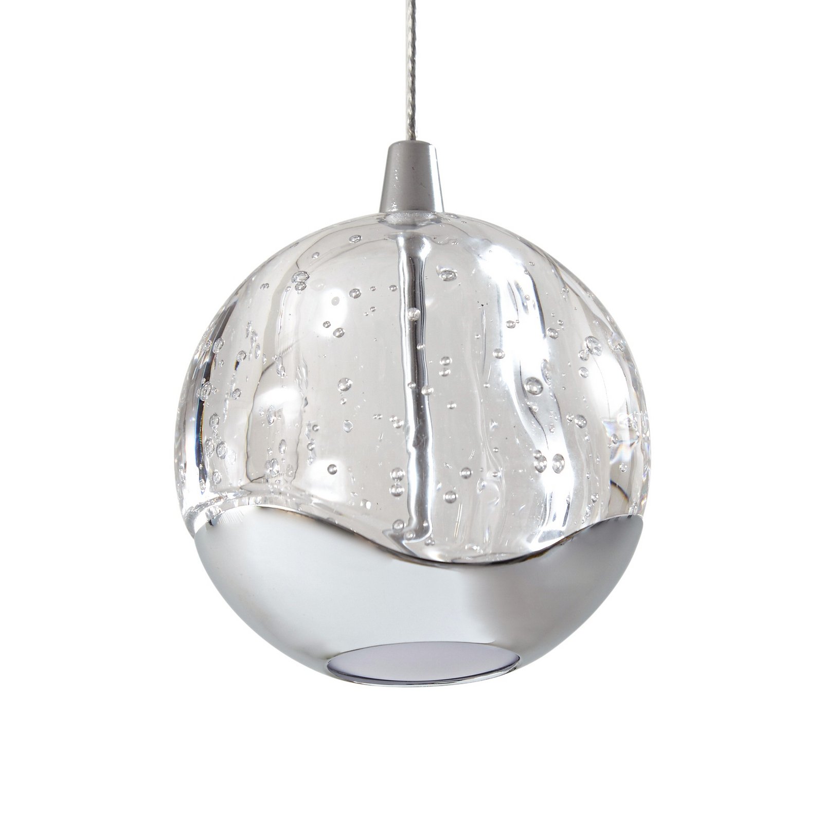 Lucande LED hanglamp Hayley, 96 cm, 5-lamps, chroom, glas