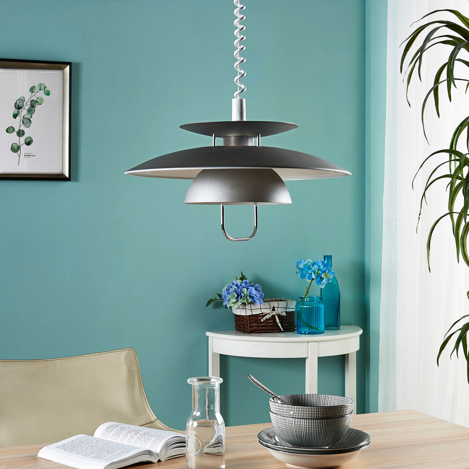 Compra Lámpara colgante LED Nadija para comedor, gris Lampara.es