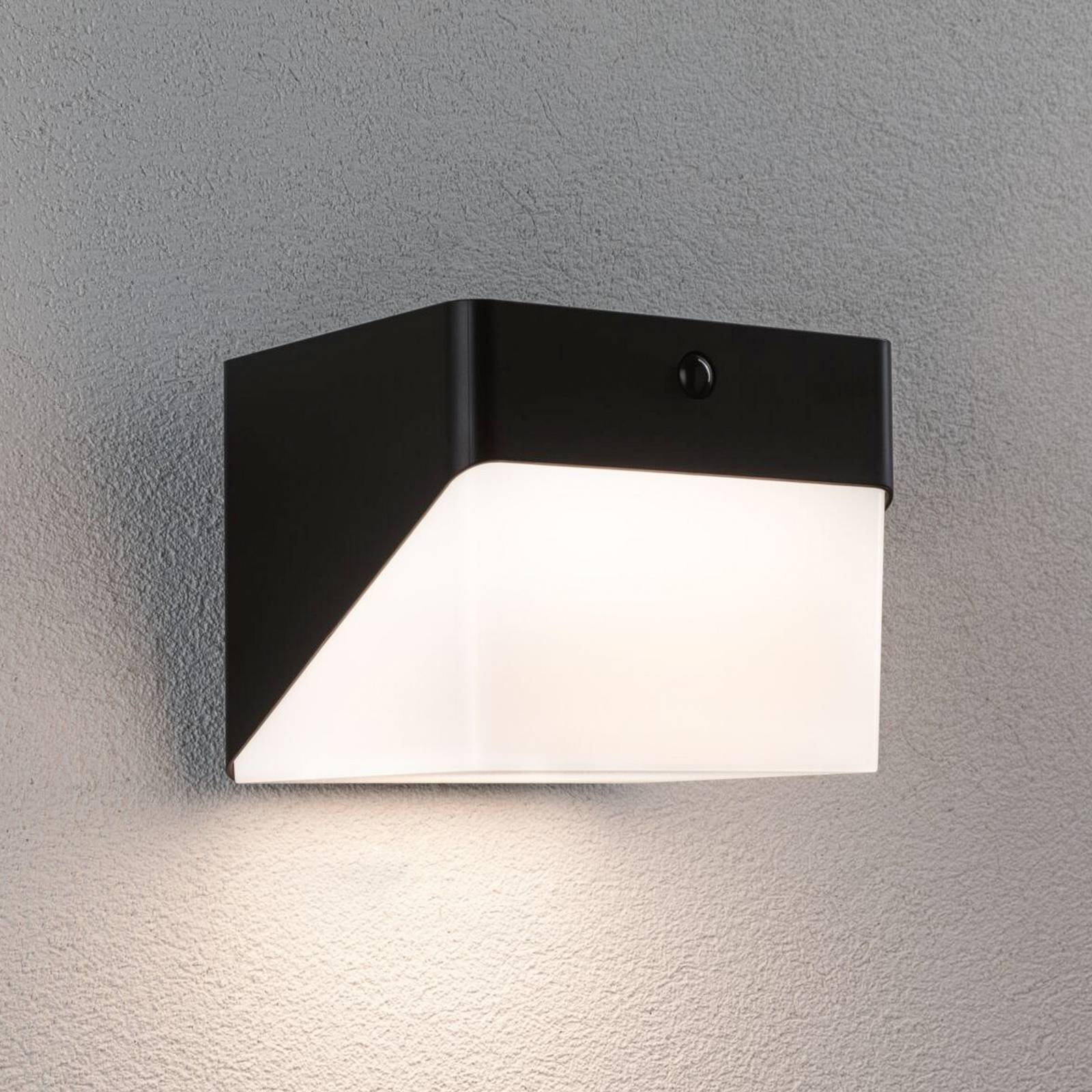 Hybrid LED-wandarmatuur voor buiten Lioren House 230V + Solar IP44 hoekig 170x170 mm 3000K 2,3W 230lm 230V Zwart