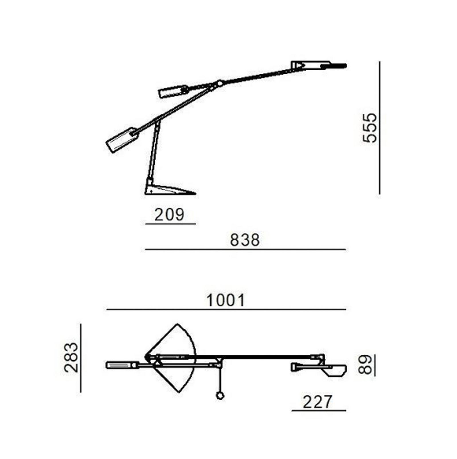 Lampa stołowa LED Stilnovo Halley, czarna, projekcja 100 cm