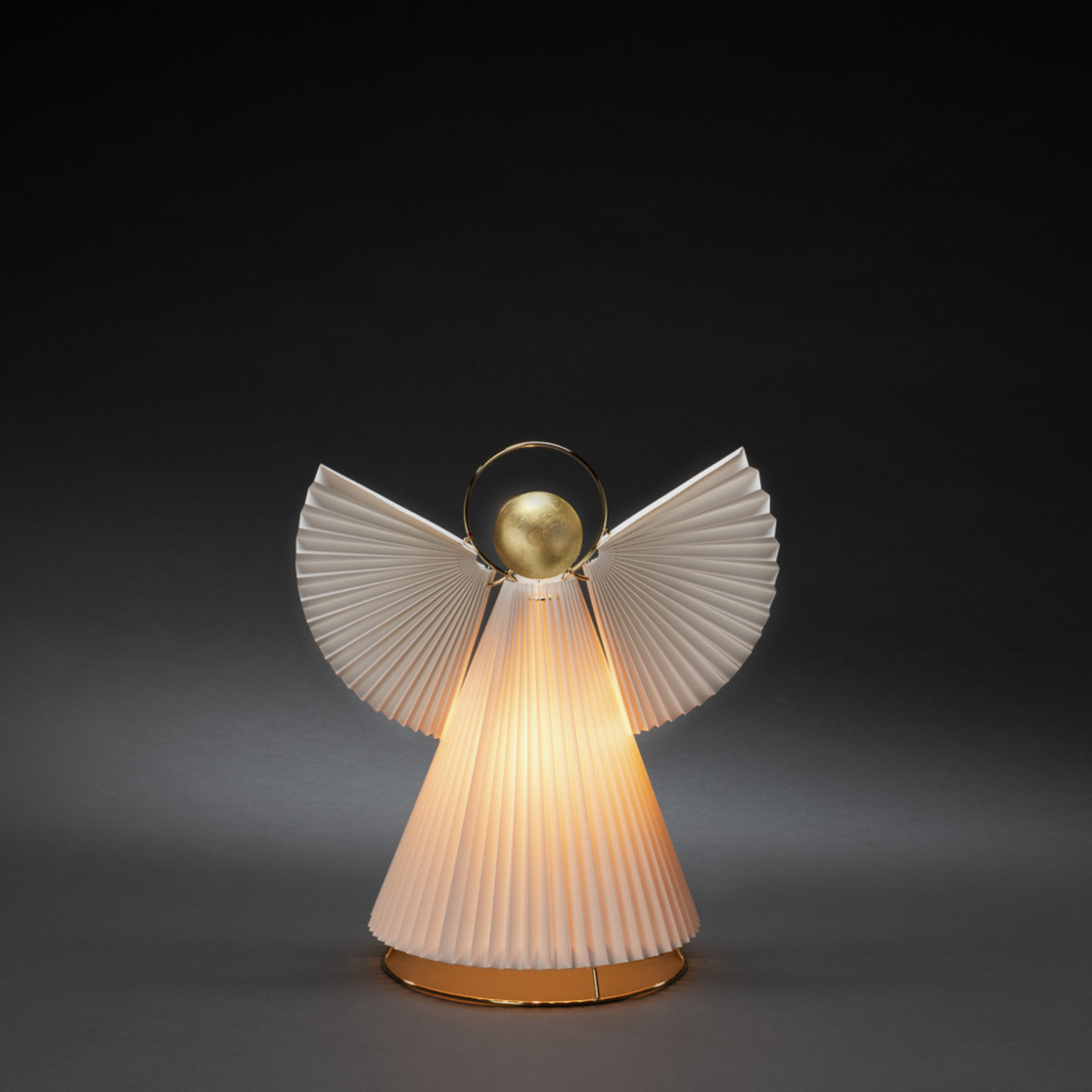 Dekorativní světelný anděl z papíru E14 bílý/mosaz 36cm