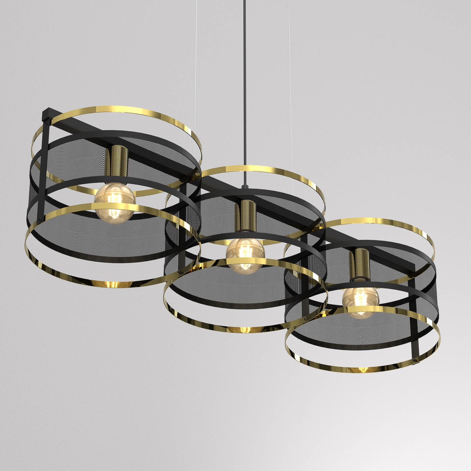 Luminex Suspension Lavinia anneaux dorés à trois lampes