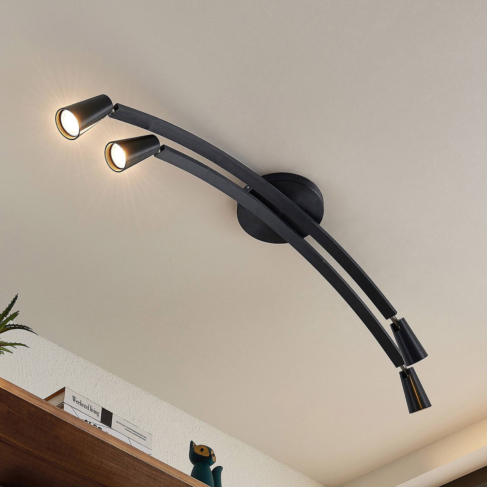 Lucande Velanoris plafonnier 4 lampes noir