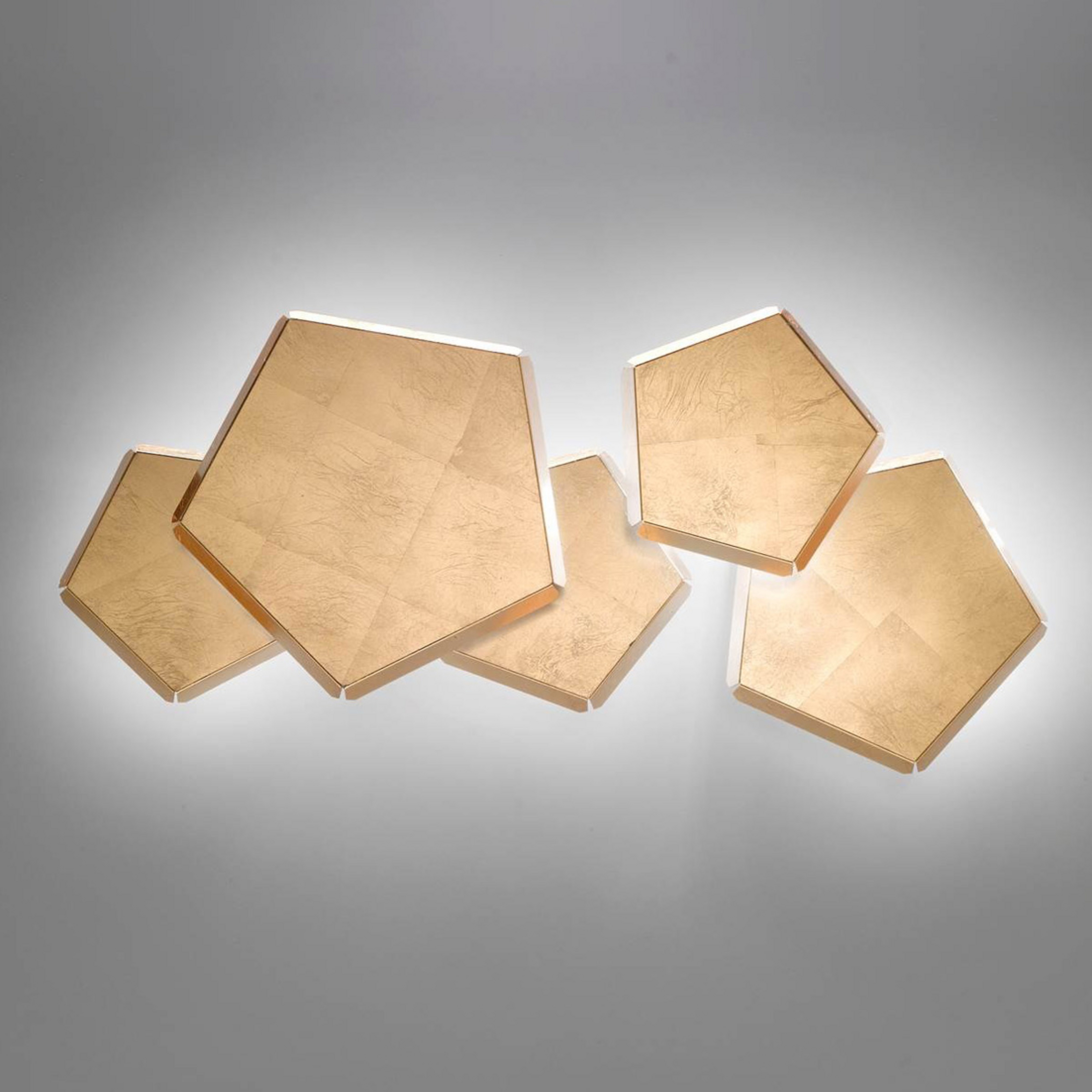 Applique LED Pleiadi à feuilles d'or, à 5 lampes