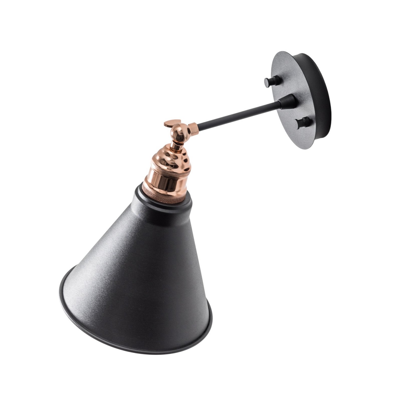 Wandleuchte Berceste, schwarz/gold, Metall, Höhe 29 cm