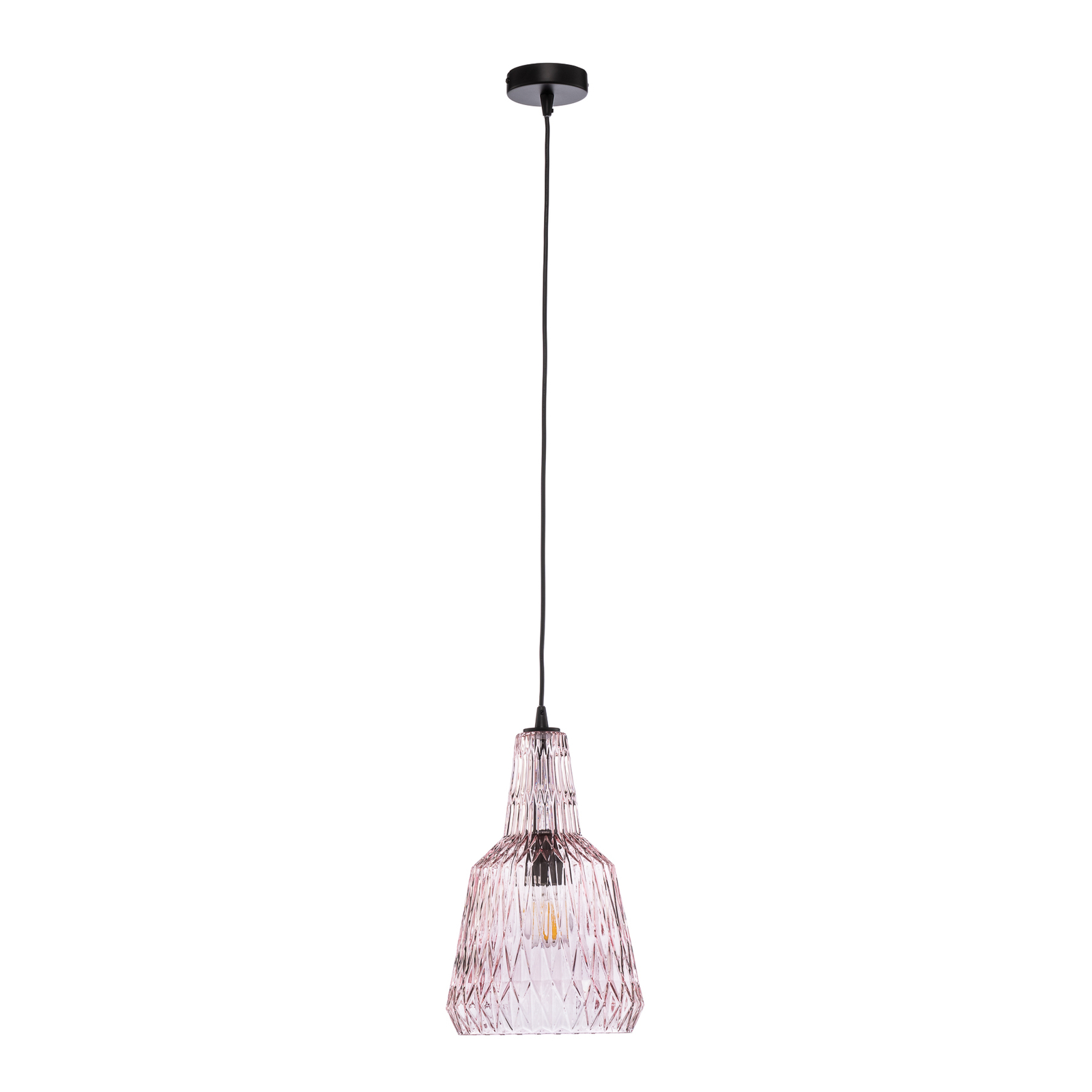 Висяща лампа Lindby Belarion, розова, 1fl, стъкло