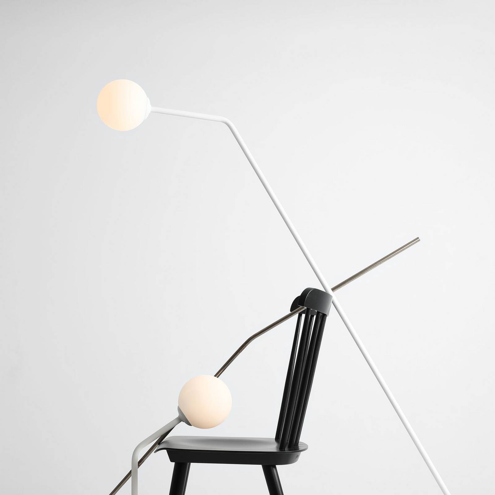 Euluna Vloerlamp - staande lamp - Woon-/ Eetkamer - Modern - wit / opaal - metaal, glas