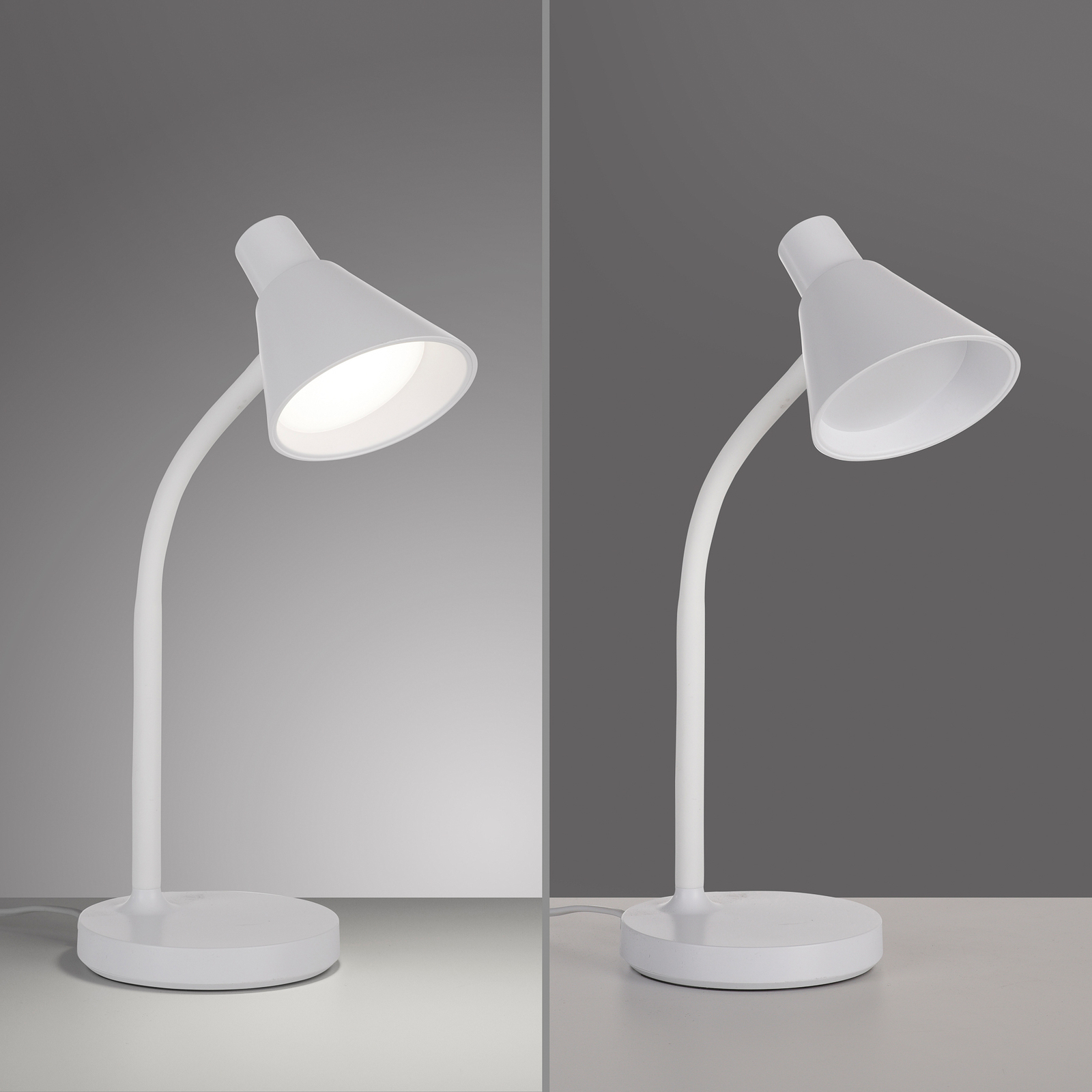 JUST LIGHT. LED stolová lampa Pixie, plast, biela