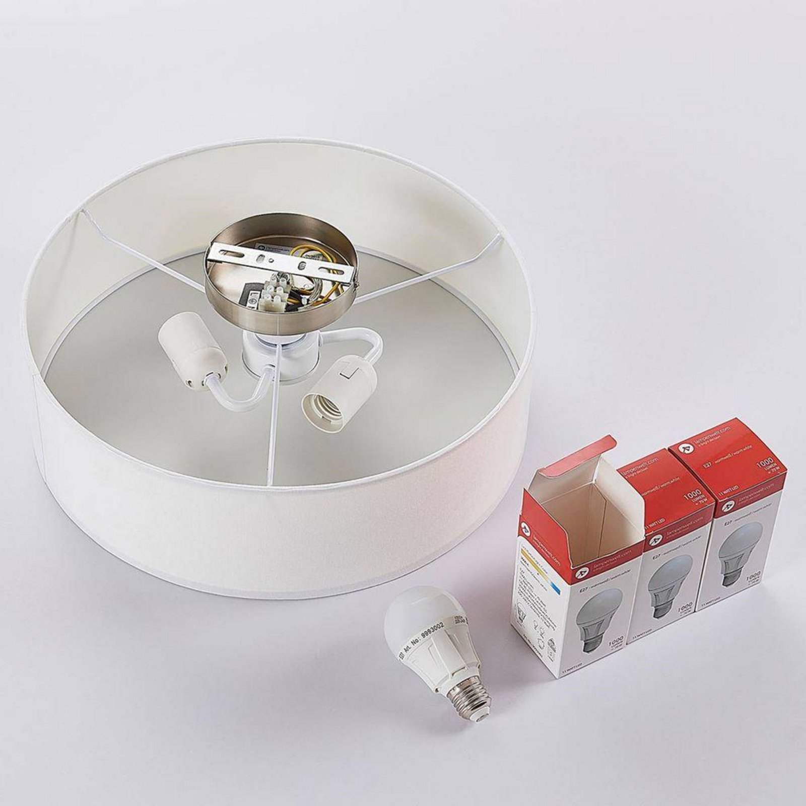 Lindby kattovalaisin Sebatin, Ø 40 cm, valkoinen, kangas, E27