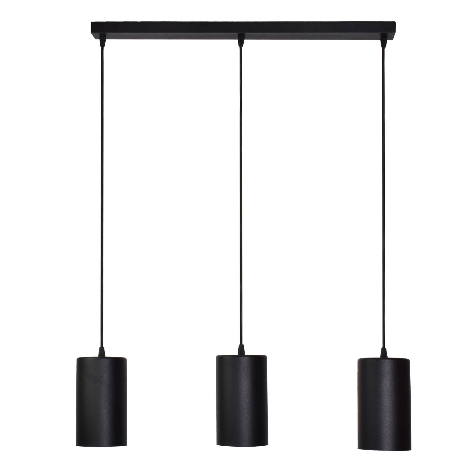 Suspension ZW Tube 170 trois lampes noir