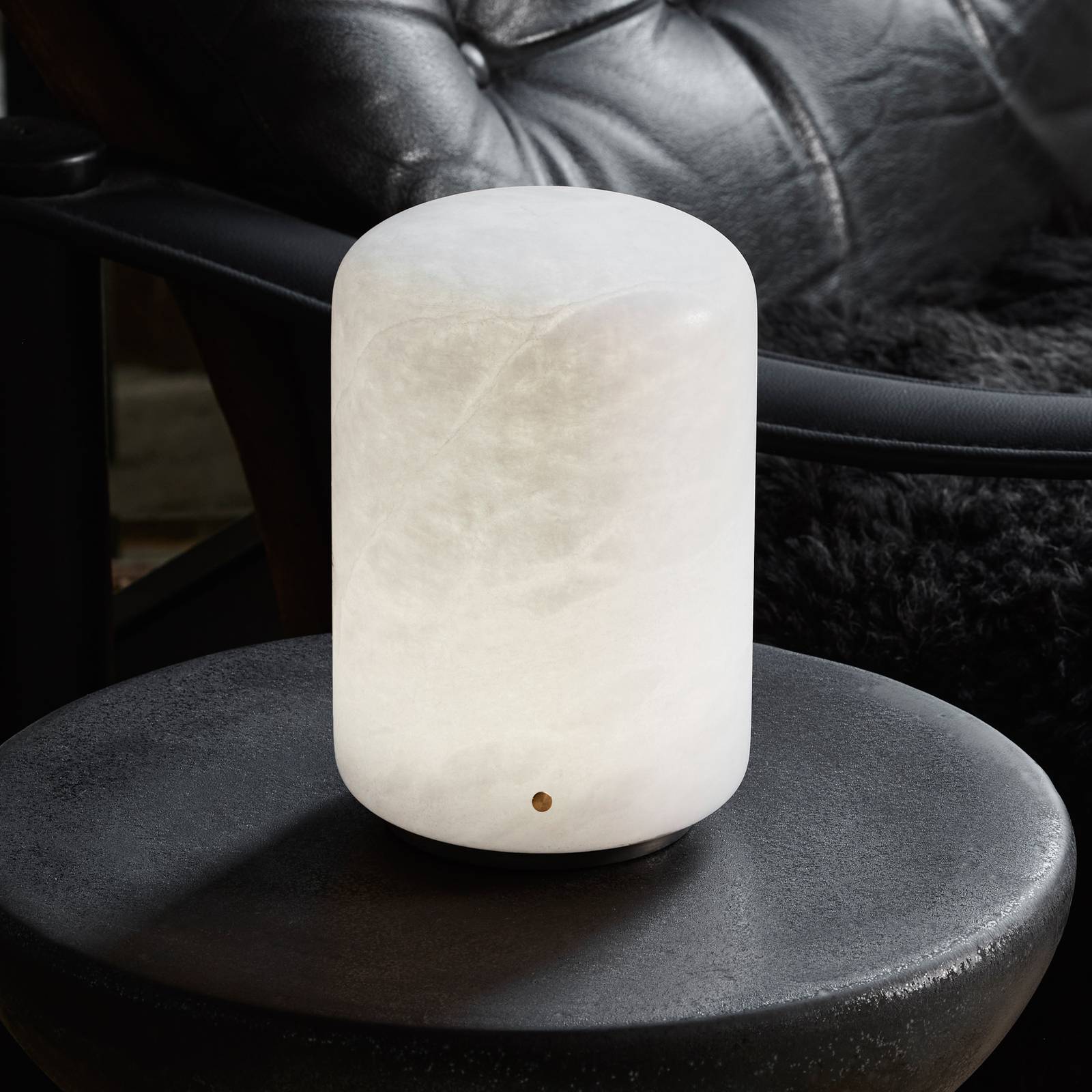 Carpyen Lampe de table LED Capsule en Alabaster hauteur 19,5cm