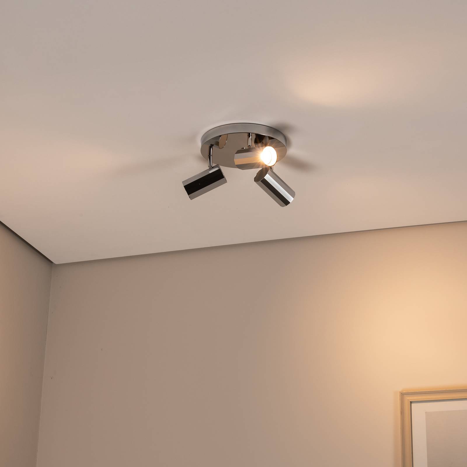 Deckenstrahler Oktano, chromfarben, Ø 35 cm, 3-flg., Metall günstig online kaufen