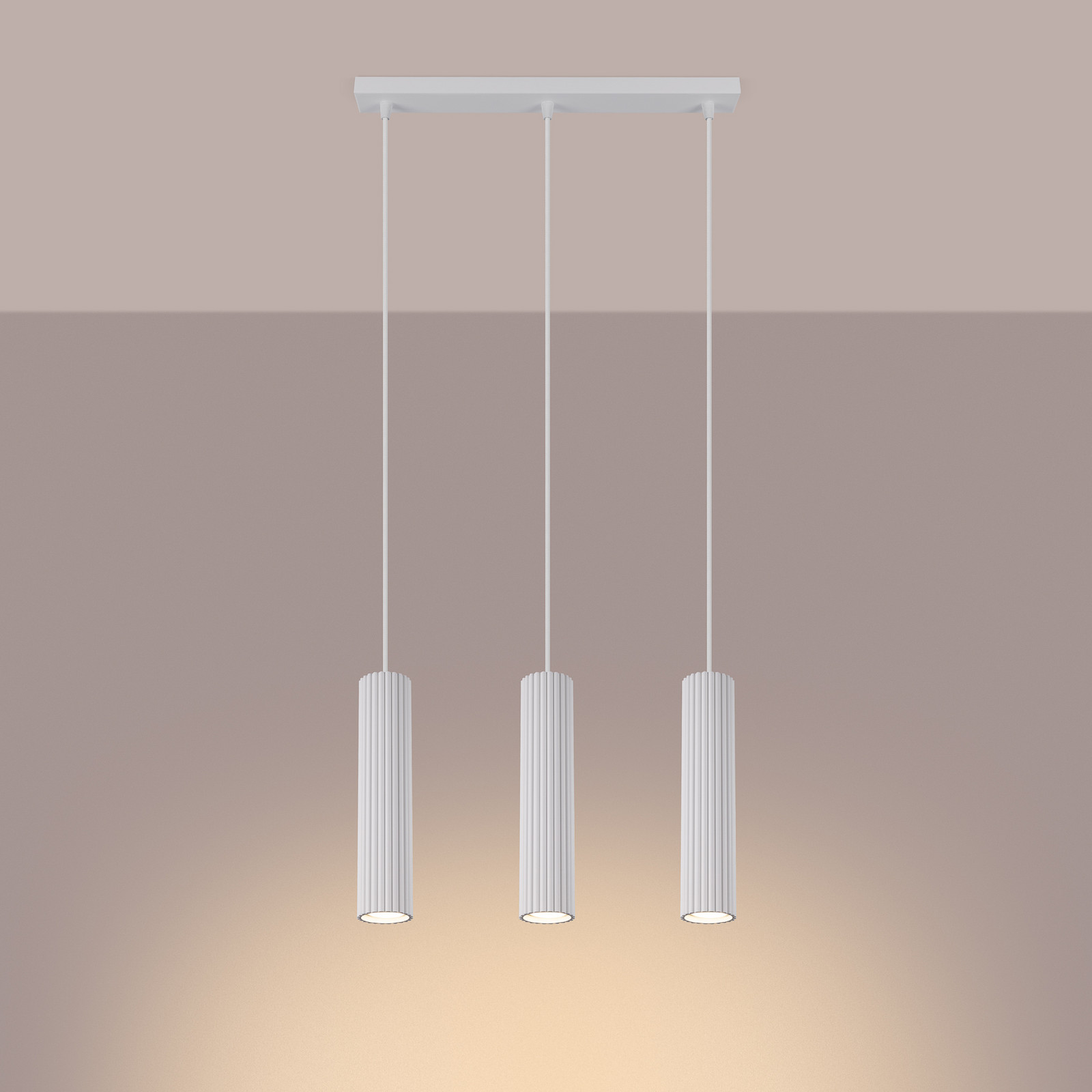 SOLLUX LIGHTING Lampă suspendată Carbon alb lungime 45 cm aluminiu 3 becuri. - Camera de zi / sufragerie - Modern