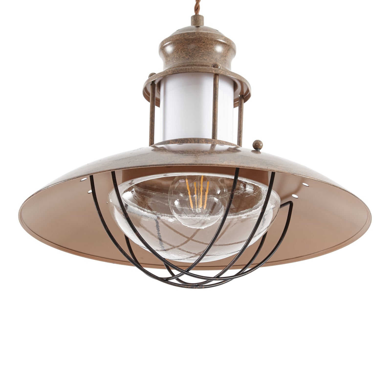 Lindby pendellampe Louisanne, brun, metall, Ø 35 cm