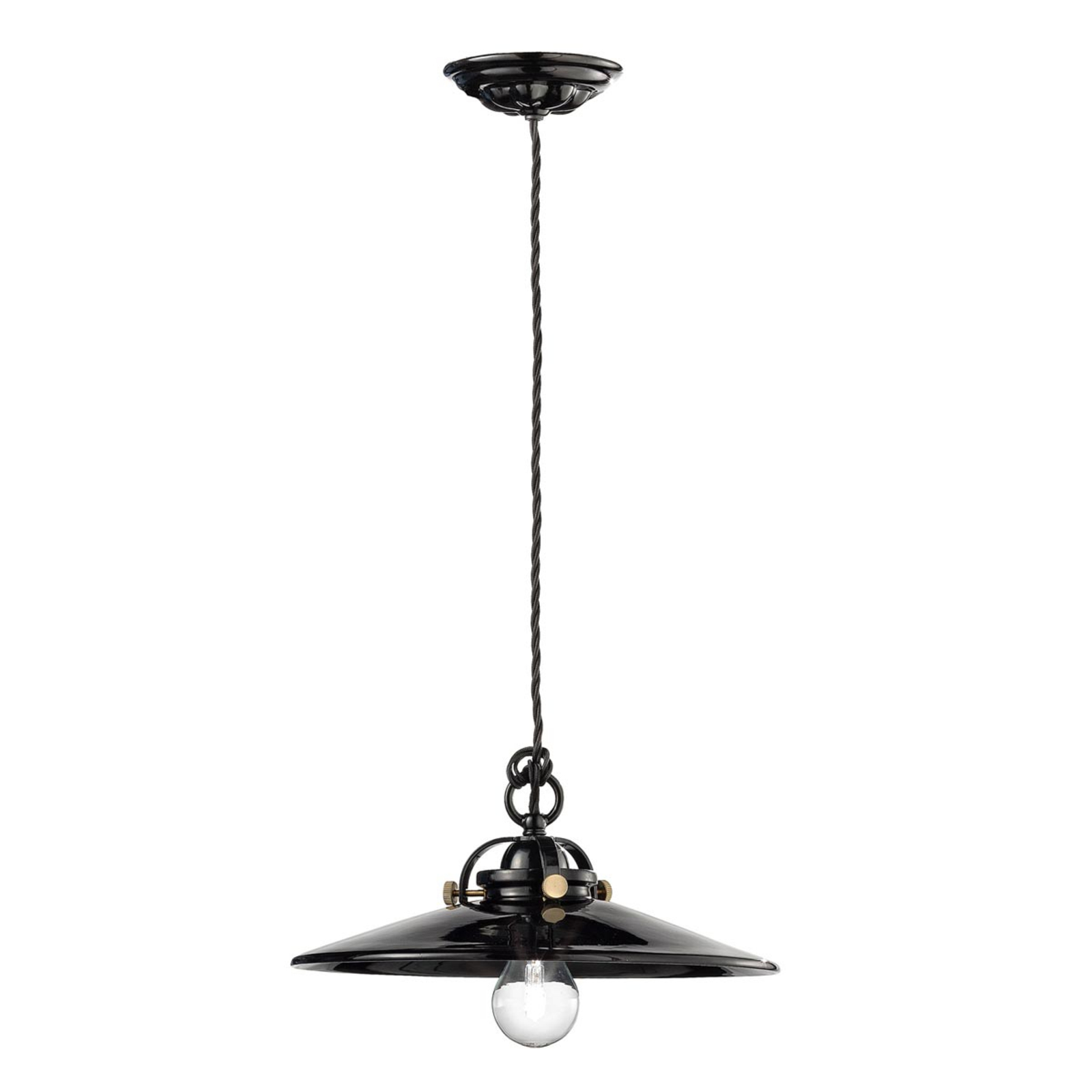 Black ceramic pendant light Edoardo, 31cm