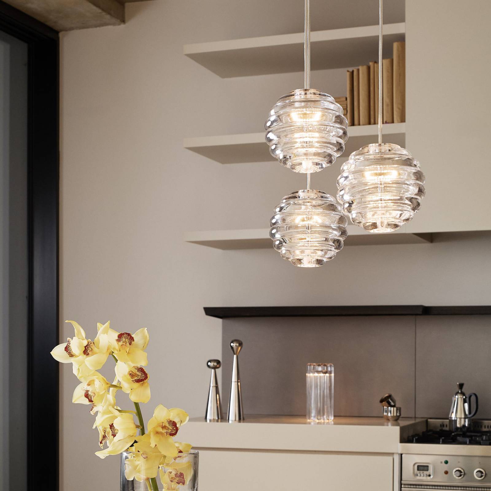 Lampa wisząca LED Tom Dixon Press Sphere, Ø 14 cm, przezroczysta