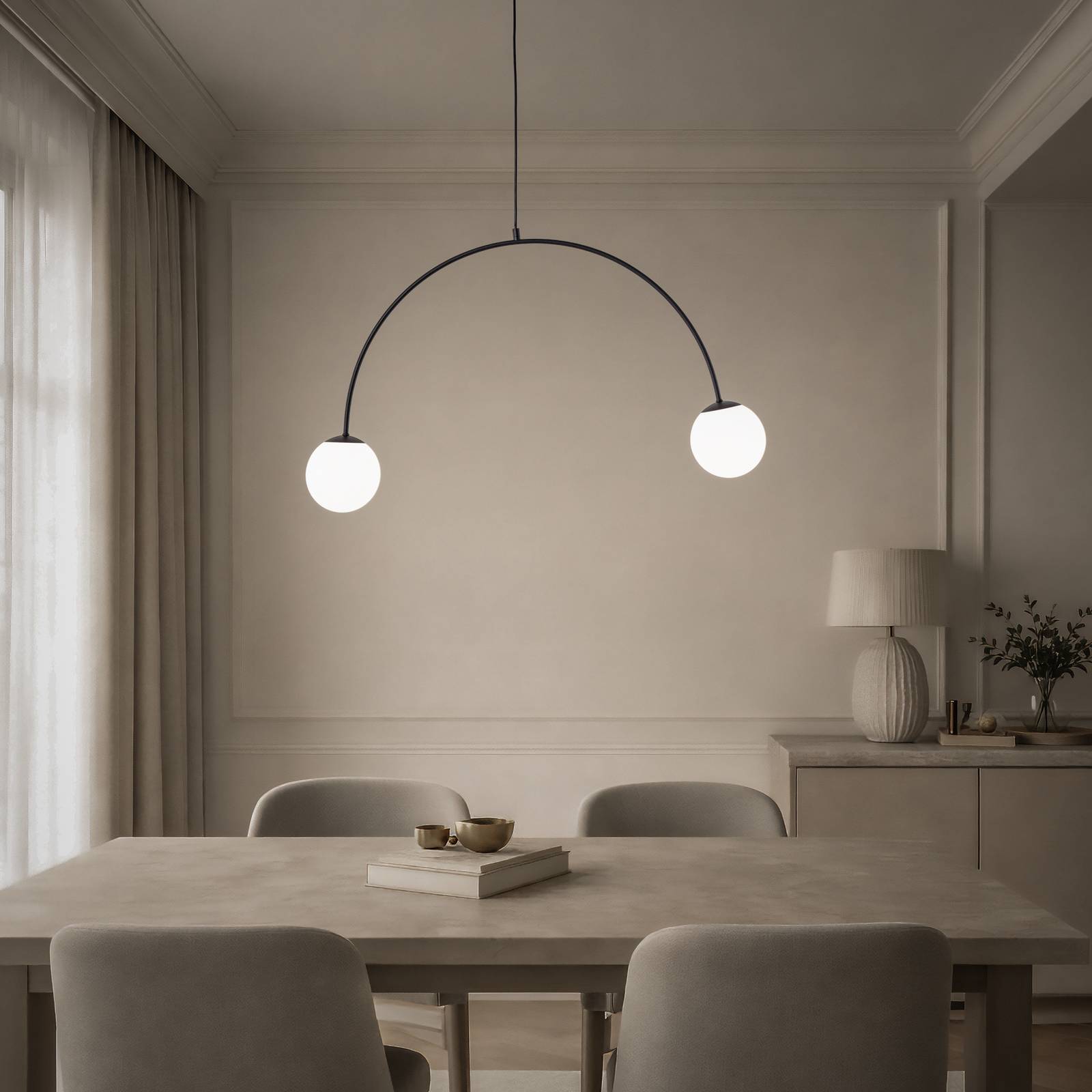 Hängeleuchte Nova, Glas/Metall, schwarz/weiß, 2-flammig günstig online kaufen