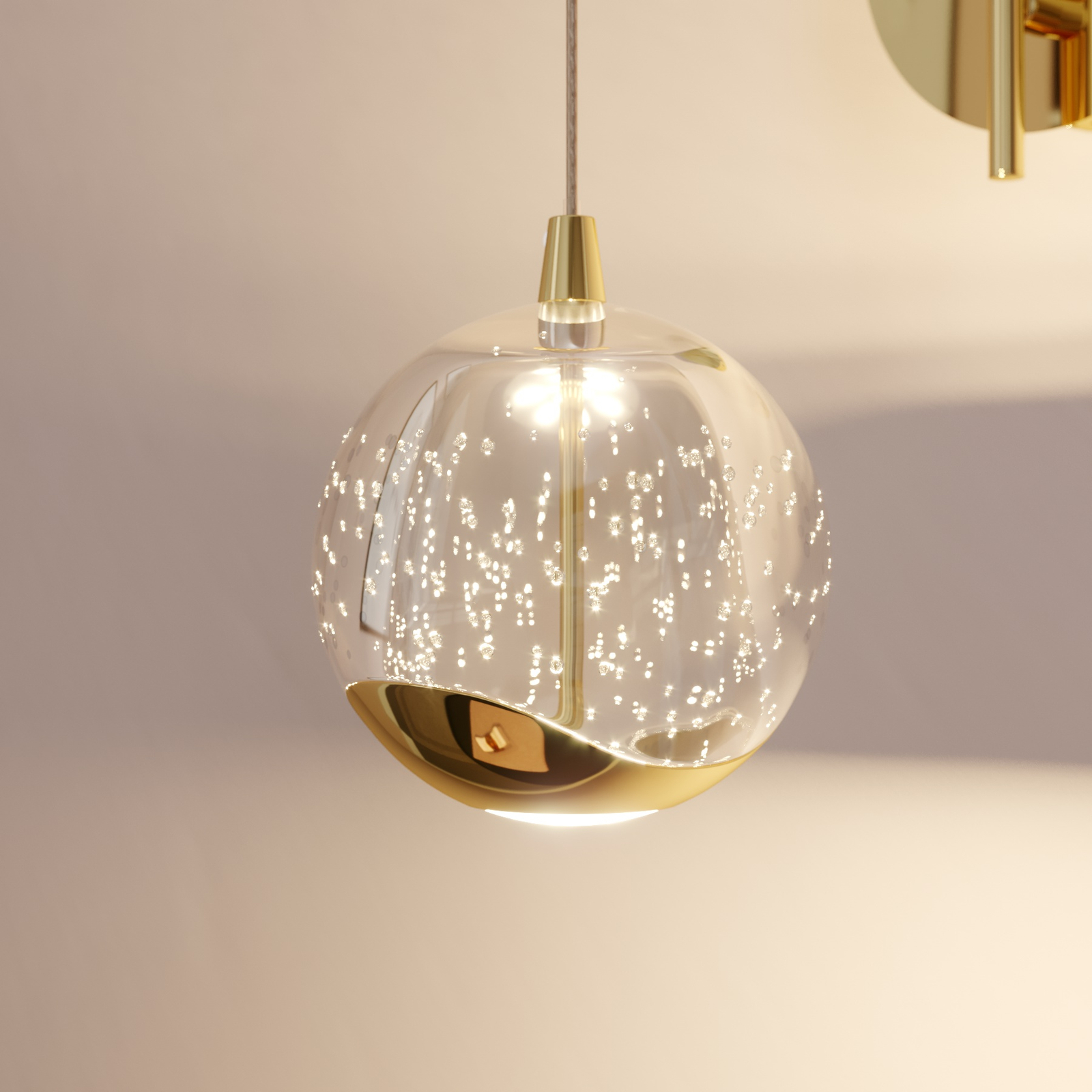 LED wandlamp Hayley m. hangende bol, goud