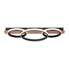 Plafón LED Troop, decoración madera, 3 luces