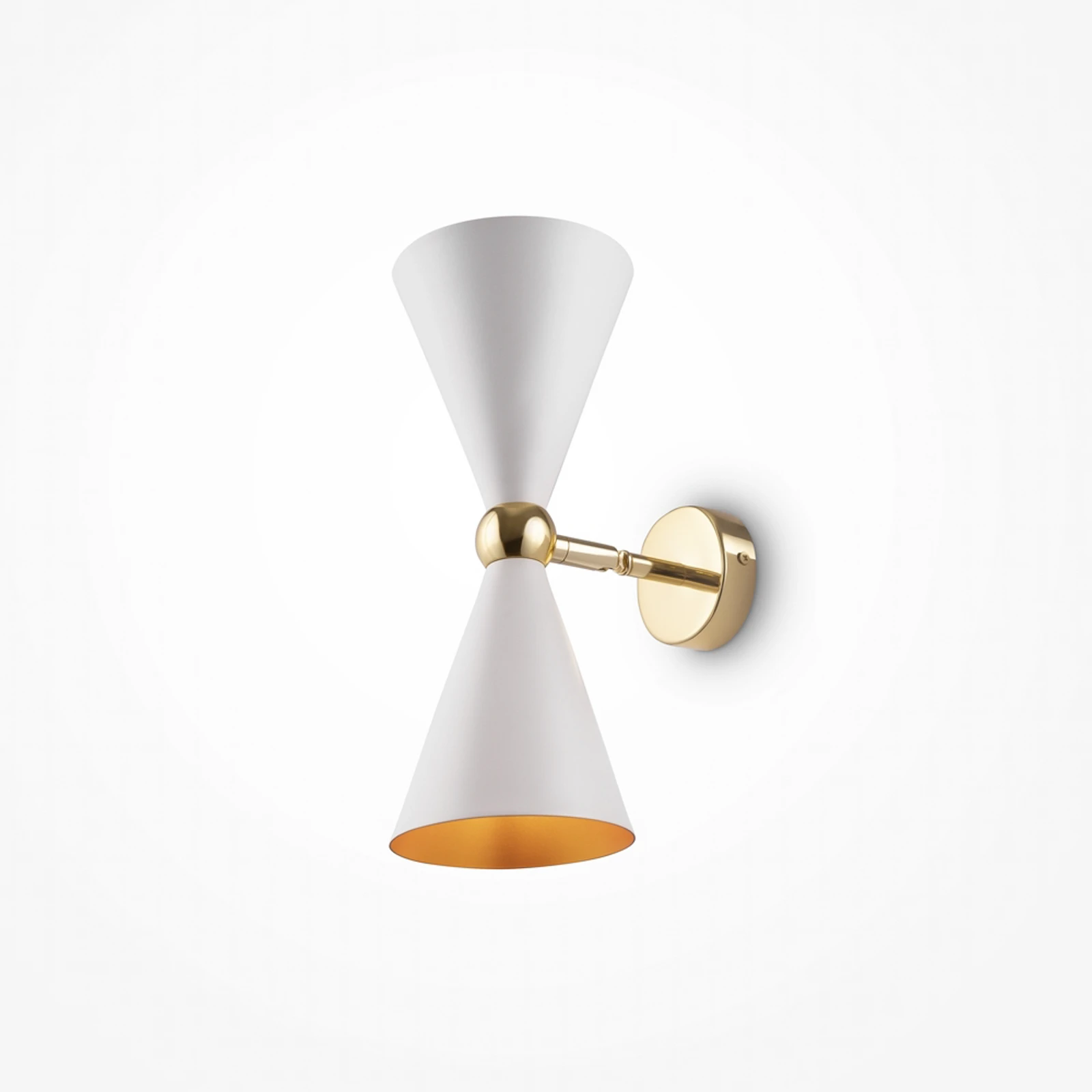 Maytoni candeeiro de parede Vesper, branco/dourado, 2 lâmpadas, metal