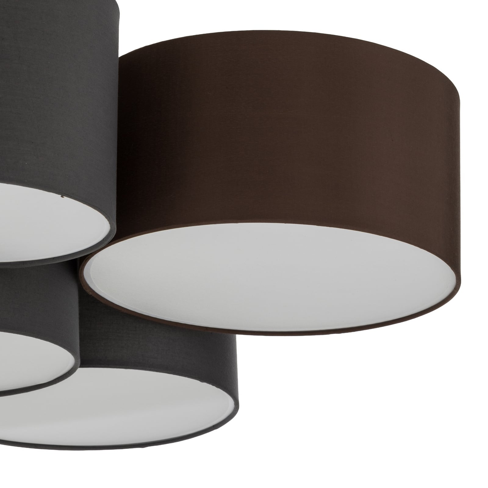 Plafonnier Lindby Laurenz, à 6 lampes, gris/marron, textile
