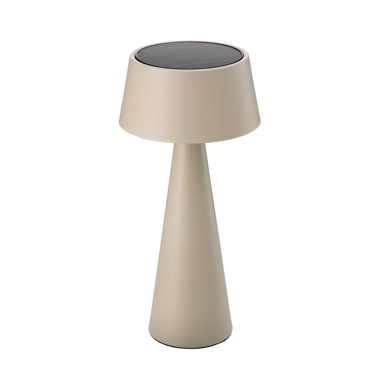LED-Akku-Tischleuchte Solino, beige, Solar/USB, 26 cm, IP44