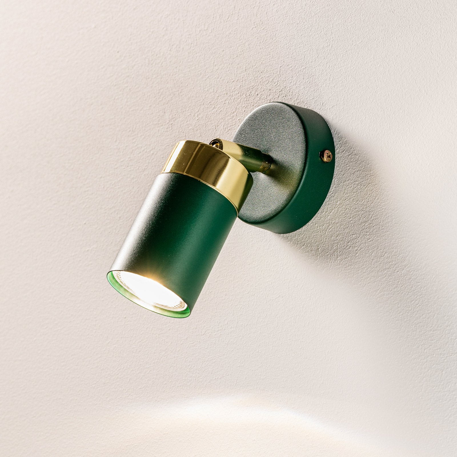 Joker wall spotlight, green/gold, one-bulb
