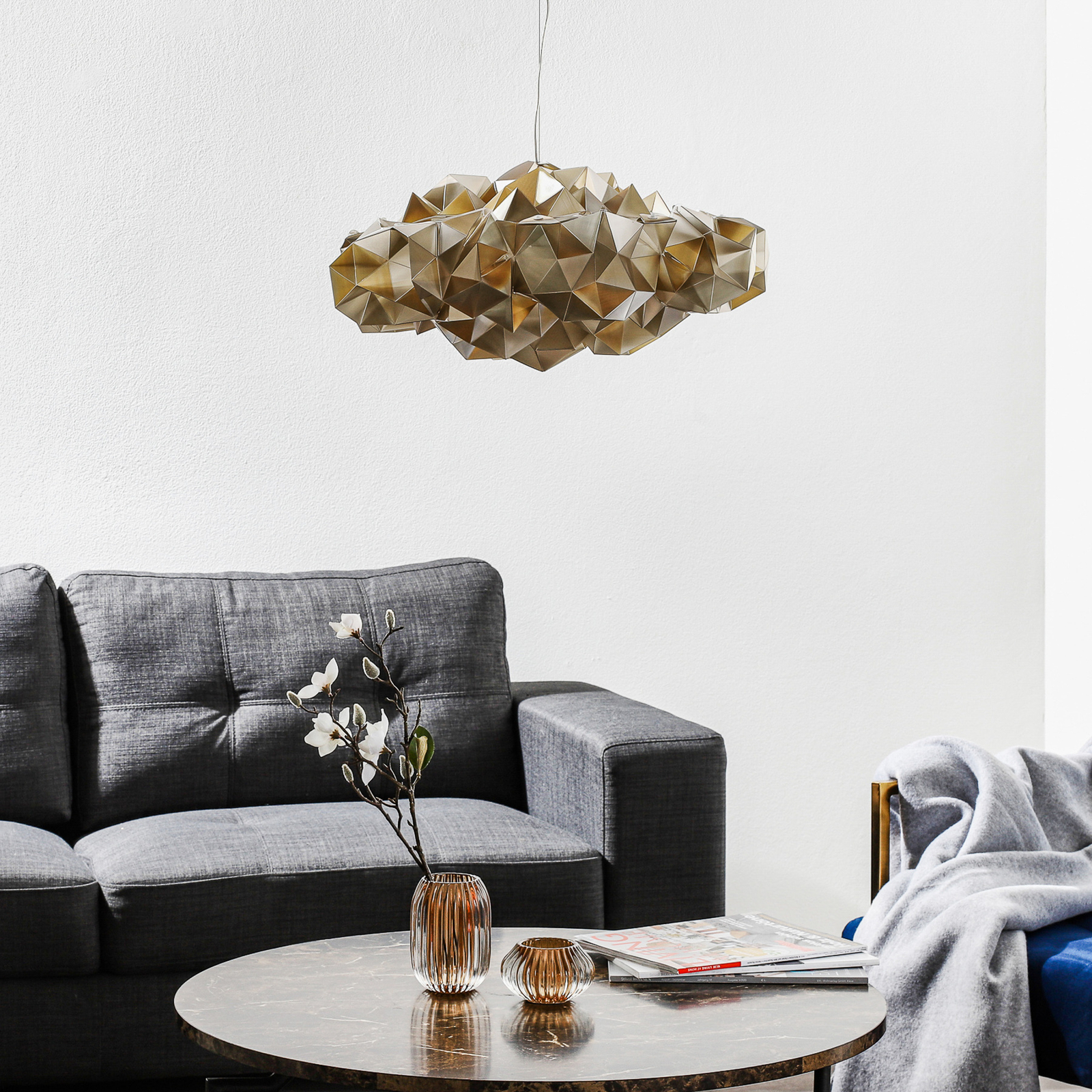 Slamp Drusa – dizajnérska závesná lampa, krémová