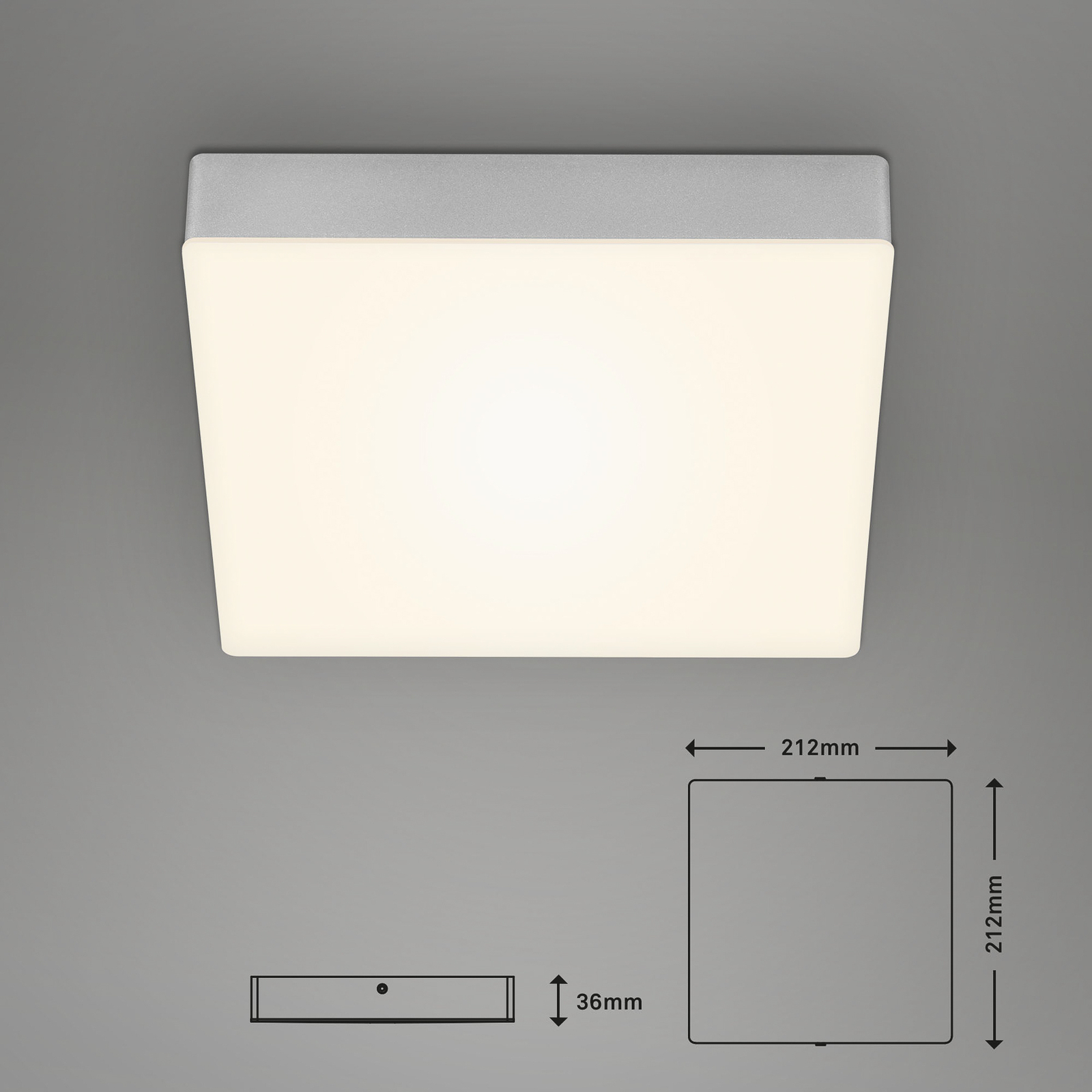 Plamen LED stropna svjetiljka, 21,2 x 21,2 cm, srebrna
