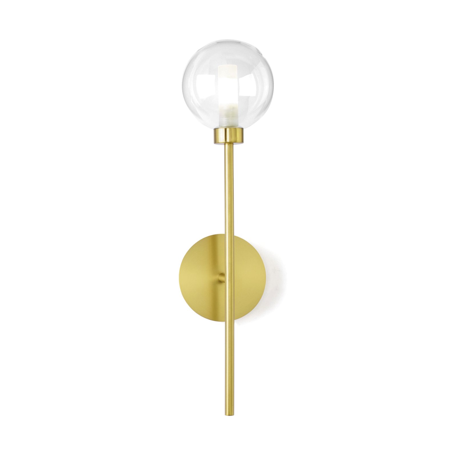 Dom wall light, 1-bulb, clear/gold, glass