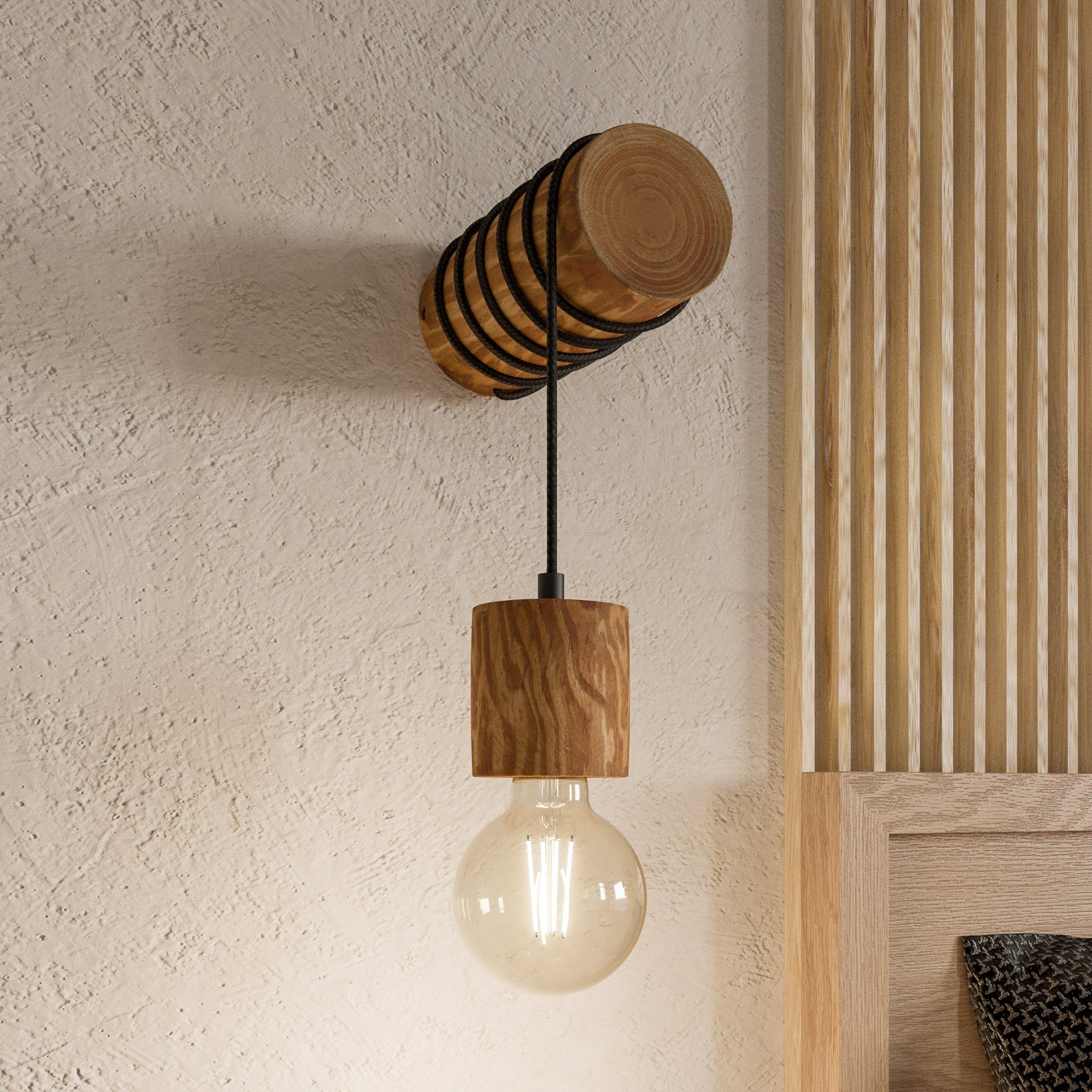 Envostar Terra wall light, light pine, 1-bulb