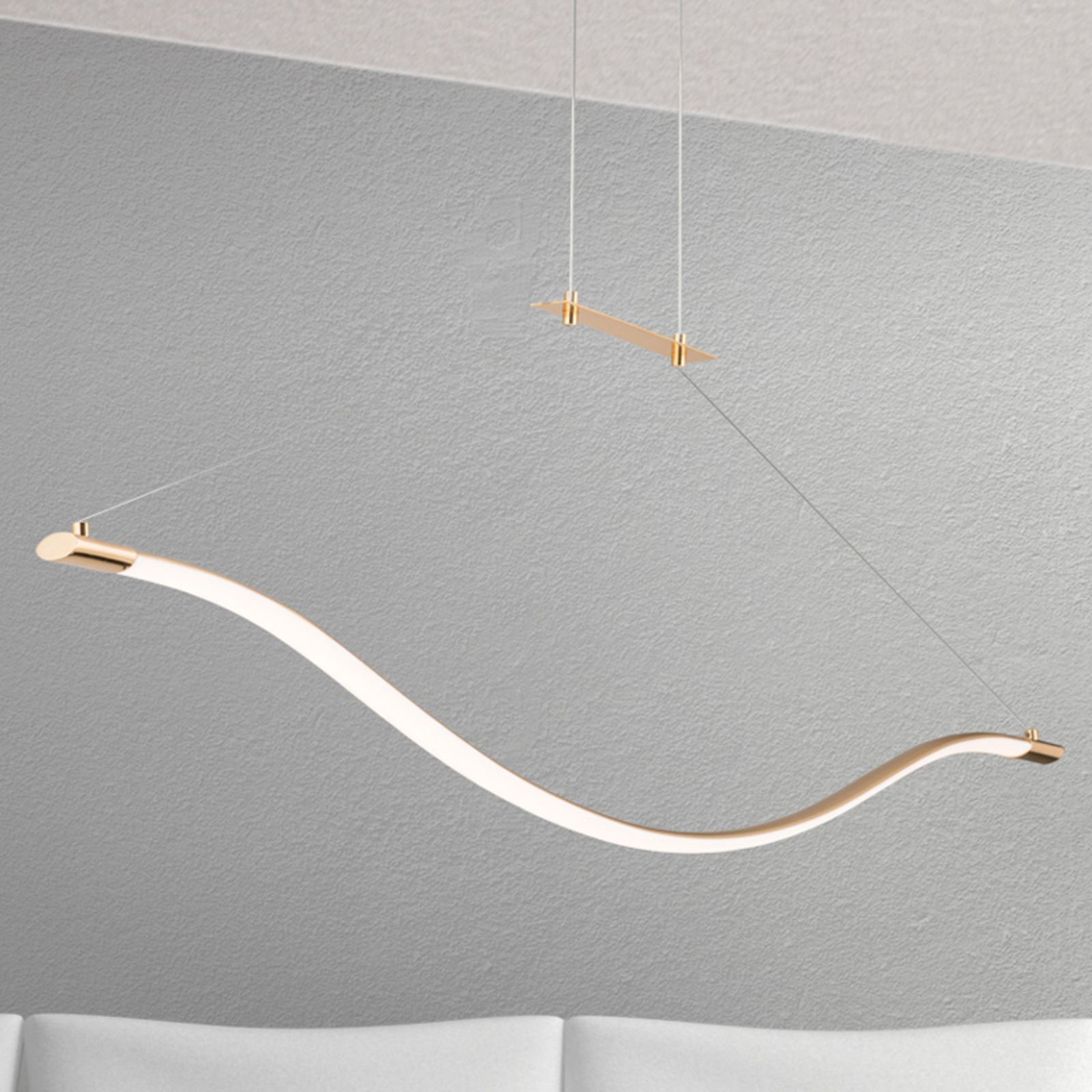 Orion Golden Alen LED pendant light, for Living / Dining Room, metal, plastic, 18 W, energy efficiency: A+, L: 112.5 cm, W: 8 cm