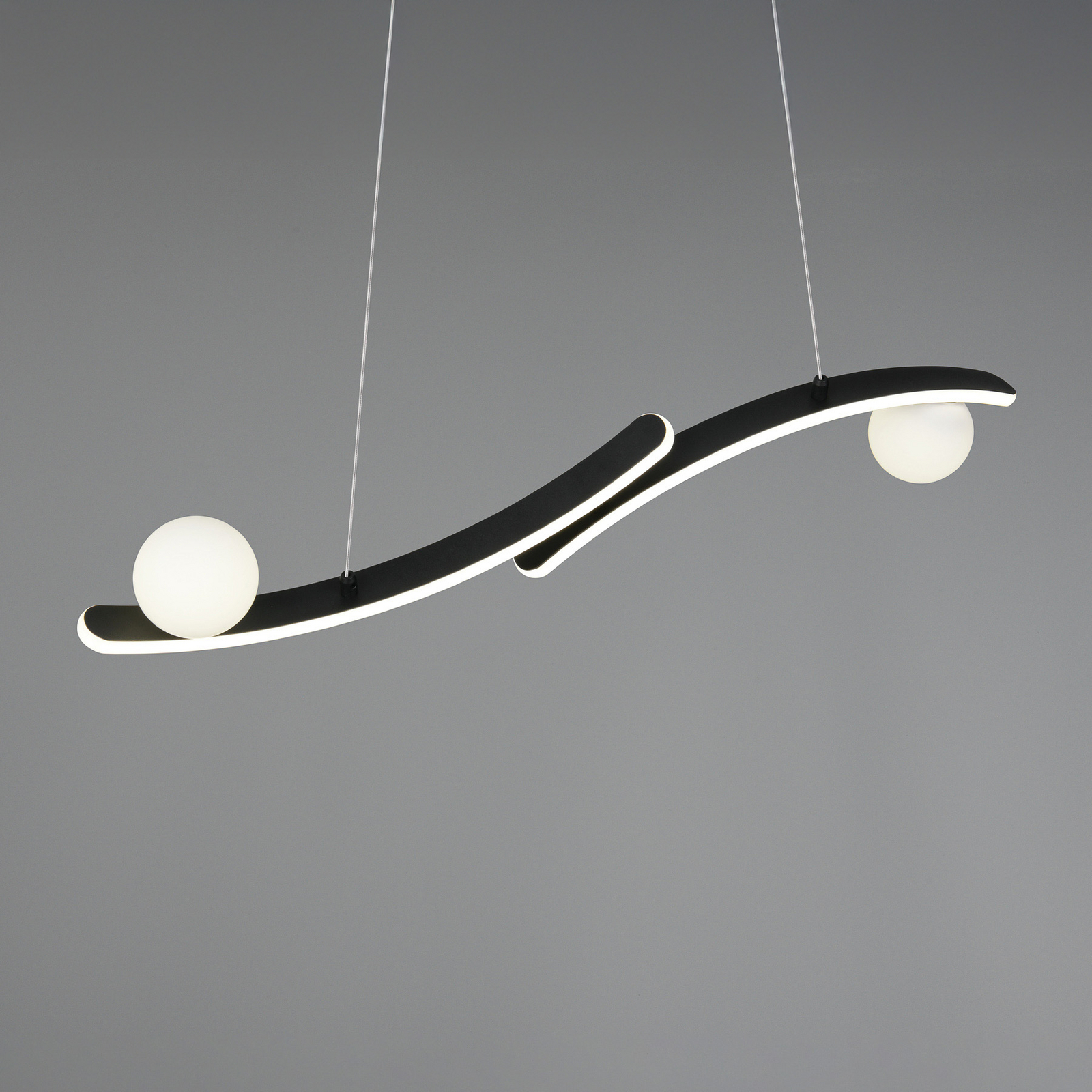 Lampă suspendată LED Napoli, negru mat, lungime 82 cm, metal