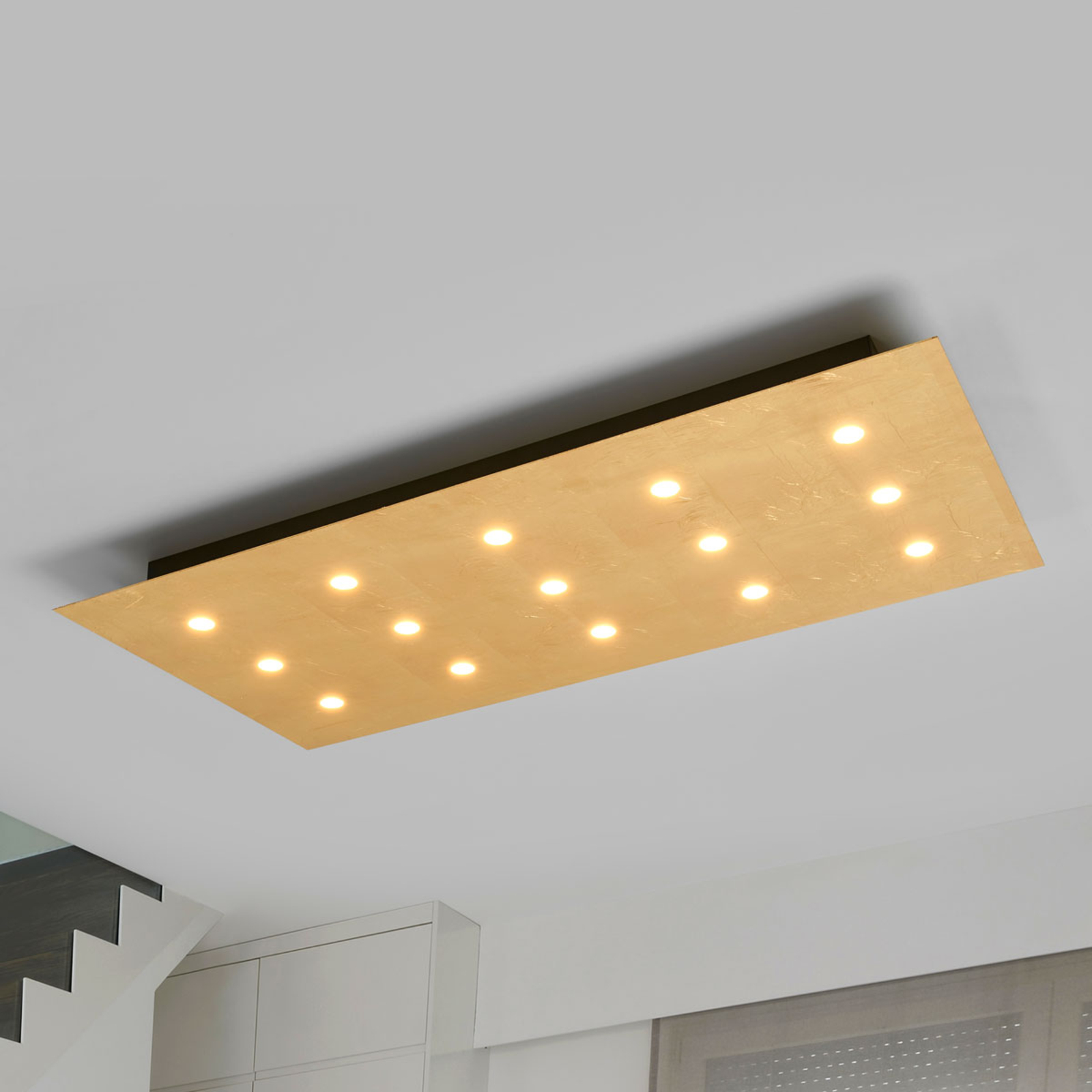 Lucande With 15 LEDs - dimmable ceiling light Juri, for Living / Dining Room, aluminium, steel, wood, 3.2 W, energy efficiency: A+, L: 78 cm, W: 39 cm, H: 5.5 cm