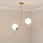 Dolunay pendant light, 43 cm long, 2-bulb, gold-coloured, E27