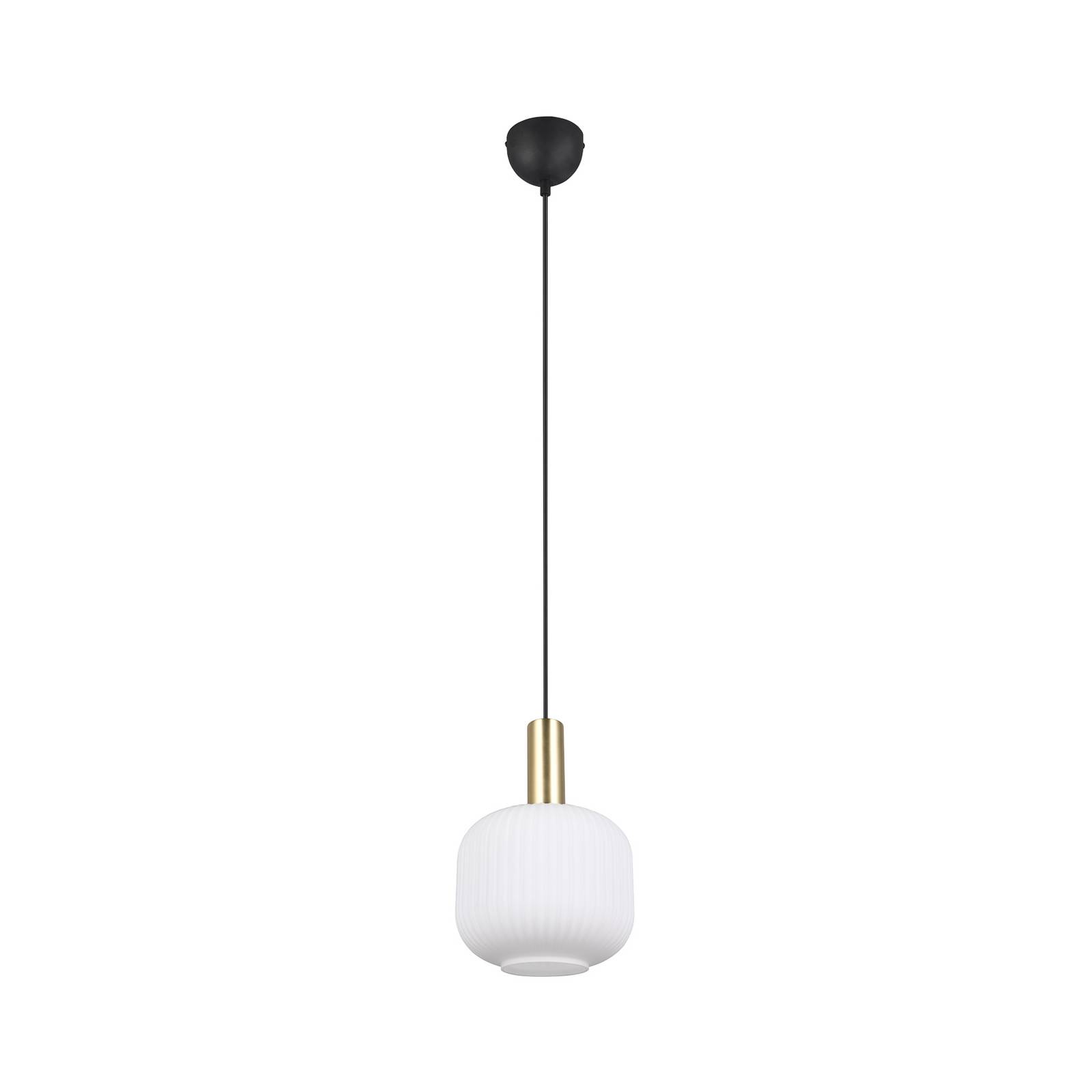 Hängeleuchte Diva, 1-fl., messingfarben, opal, Metall, Glas