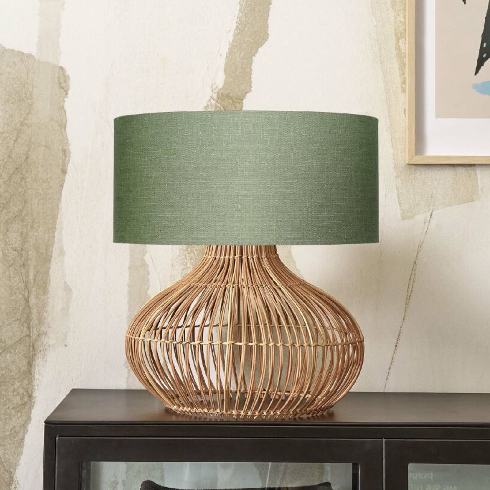 GOOD & MOJO Stolná lampa Kalahari 47 cm zelená