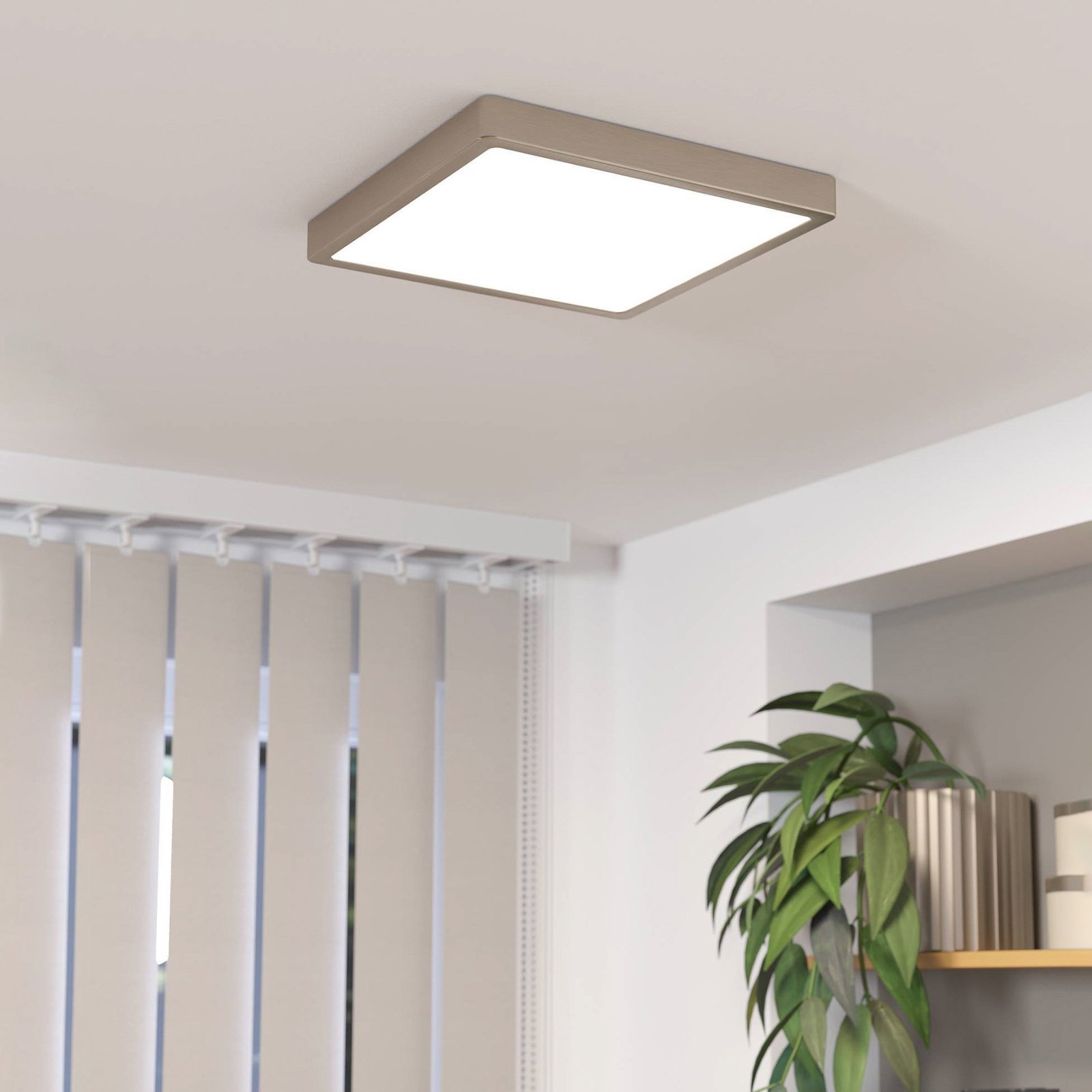 Panel LED de superficie Fueva 5 IP20 830 níquel 28,5x28,5cm