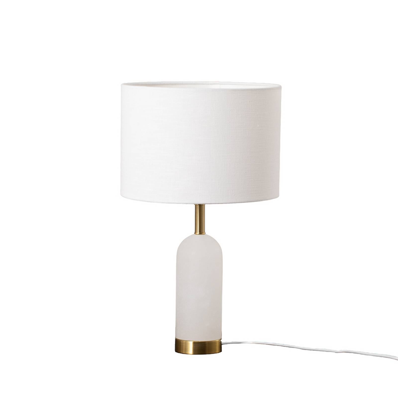 Lampa stołowa Lindby alabaster, biały/złoty, Ø 30 cm, marmur, E27