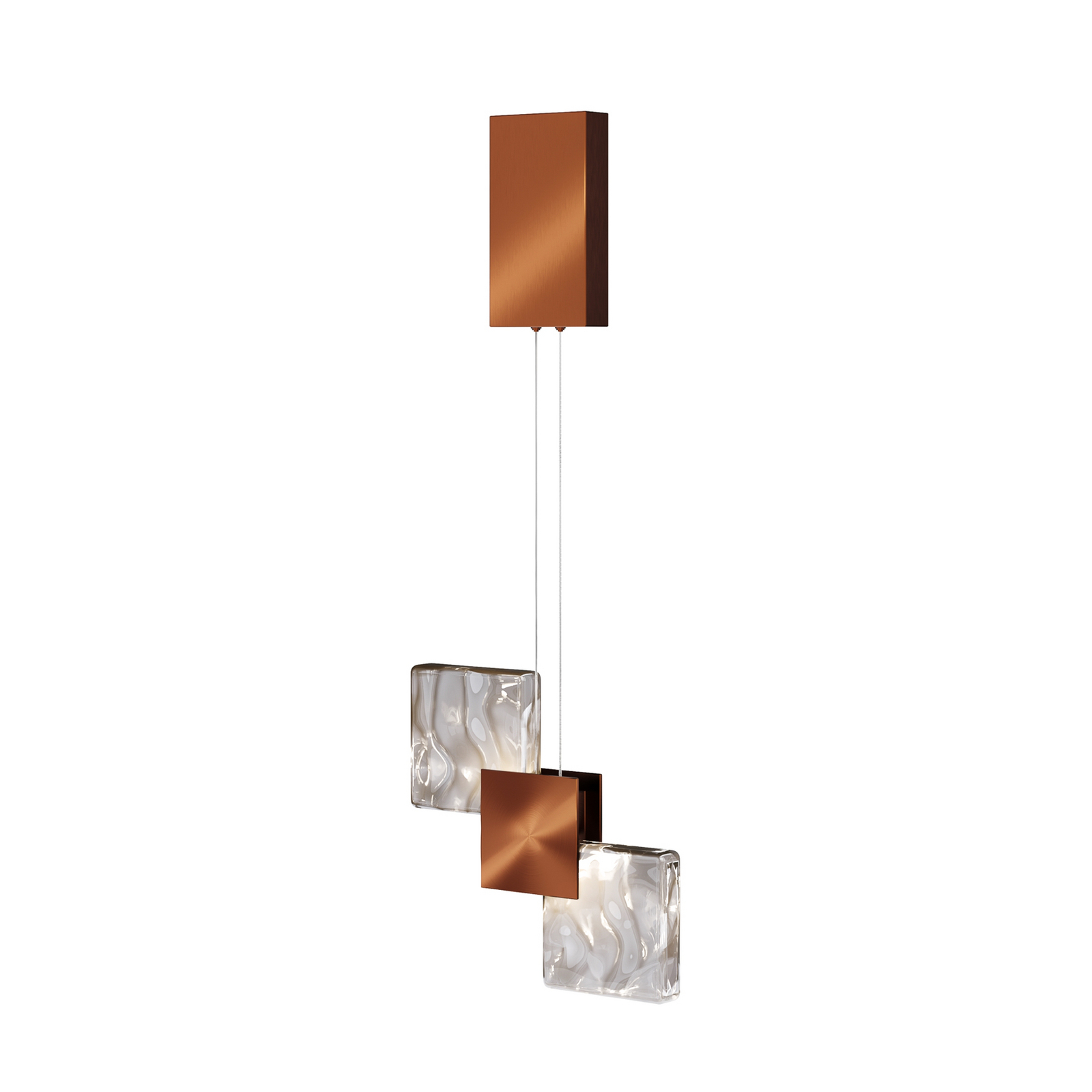 Quadro-LED-riippuvalaisin, kupari/konjakki, lasi, 3000 K, 24 cm