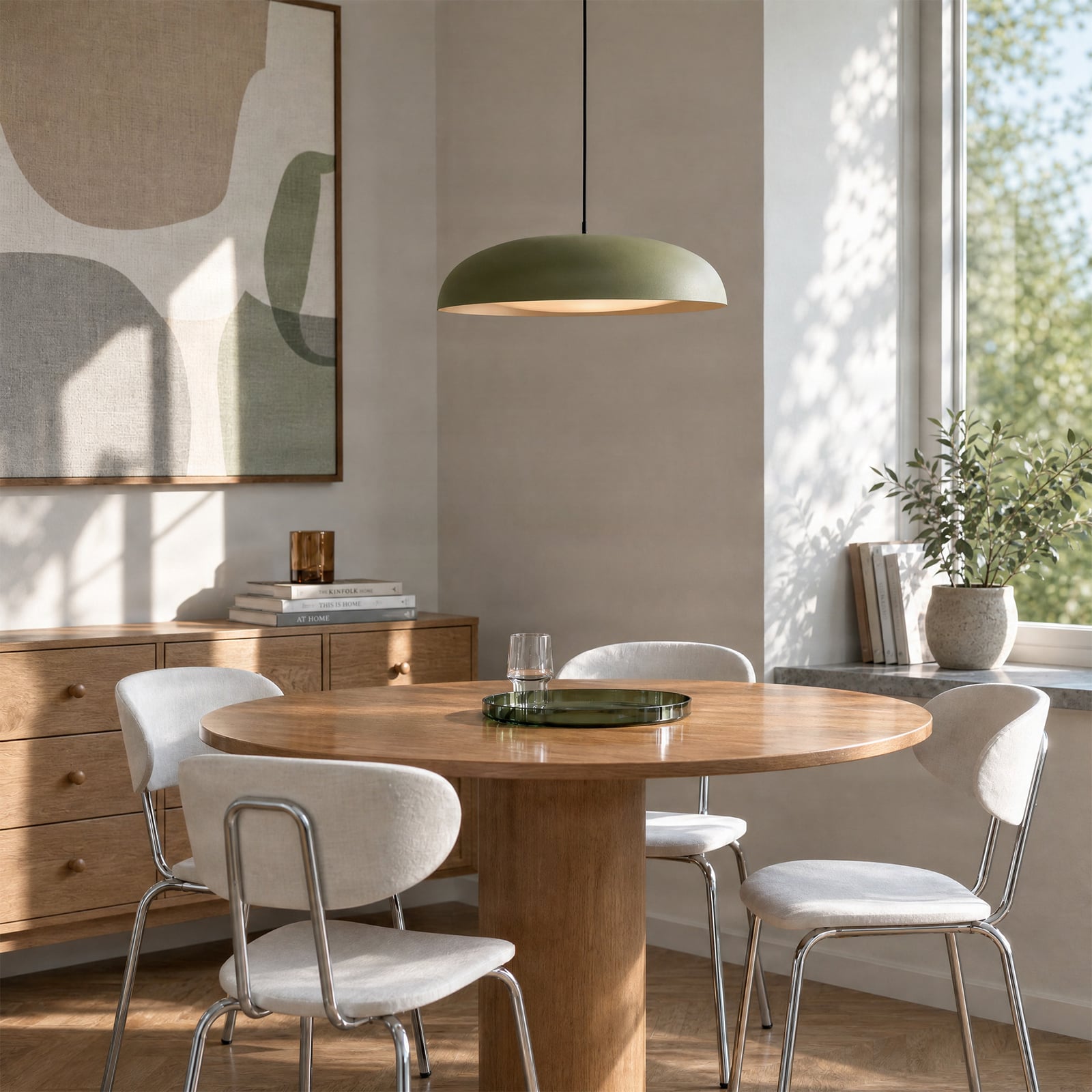 Lindby Florie LED pendant light, green, Ø 40 cm, metal Lindby Florie LED pendant light, green, Ø 40 cm, metal