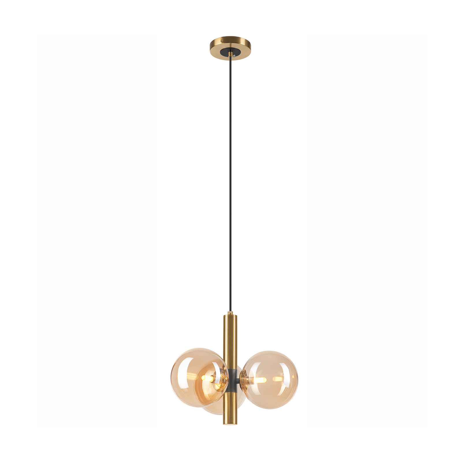 Natalia pendant light, 3-bulb, glass, gold