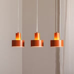 Rif 3 pendant light, brick red, 3-bulb, linear, steel