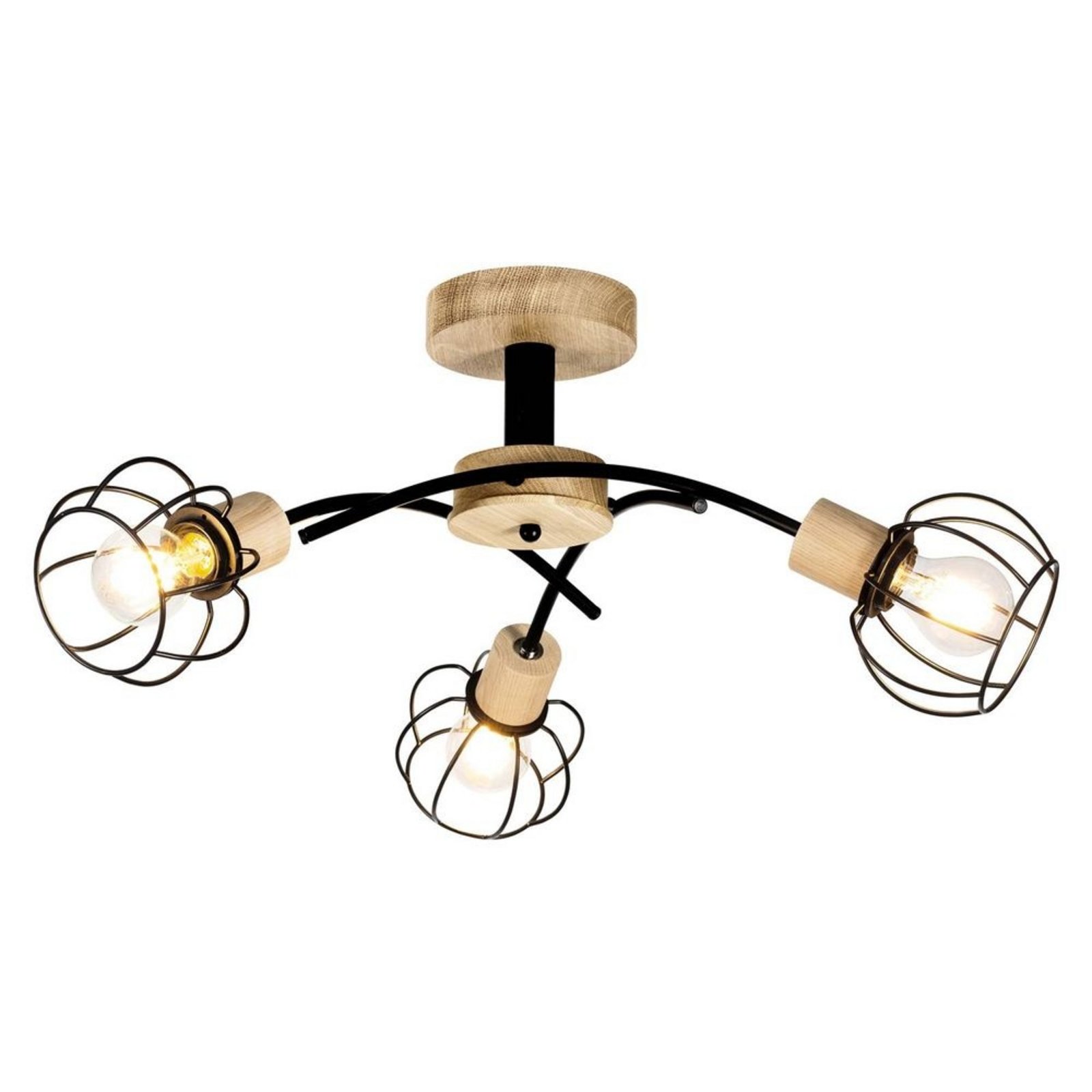 Ylva 3 Ceiling Lamp Oak/Black - Envostar