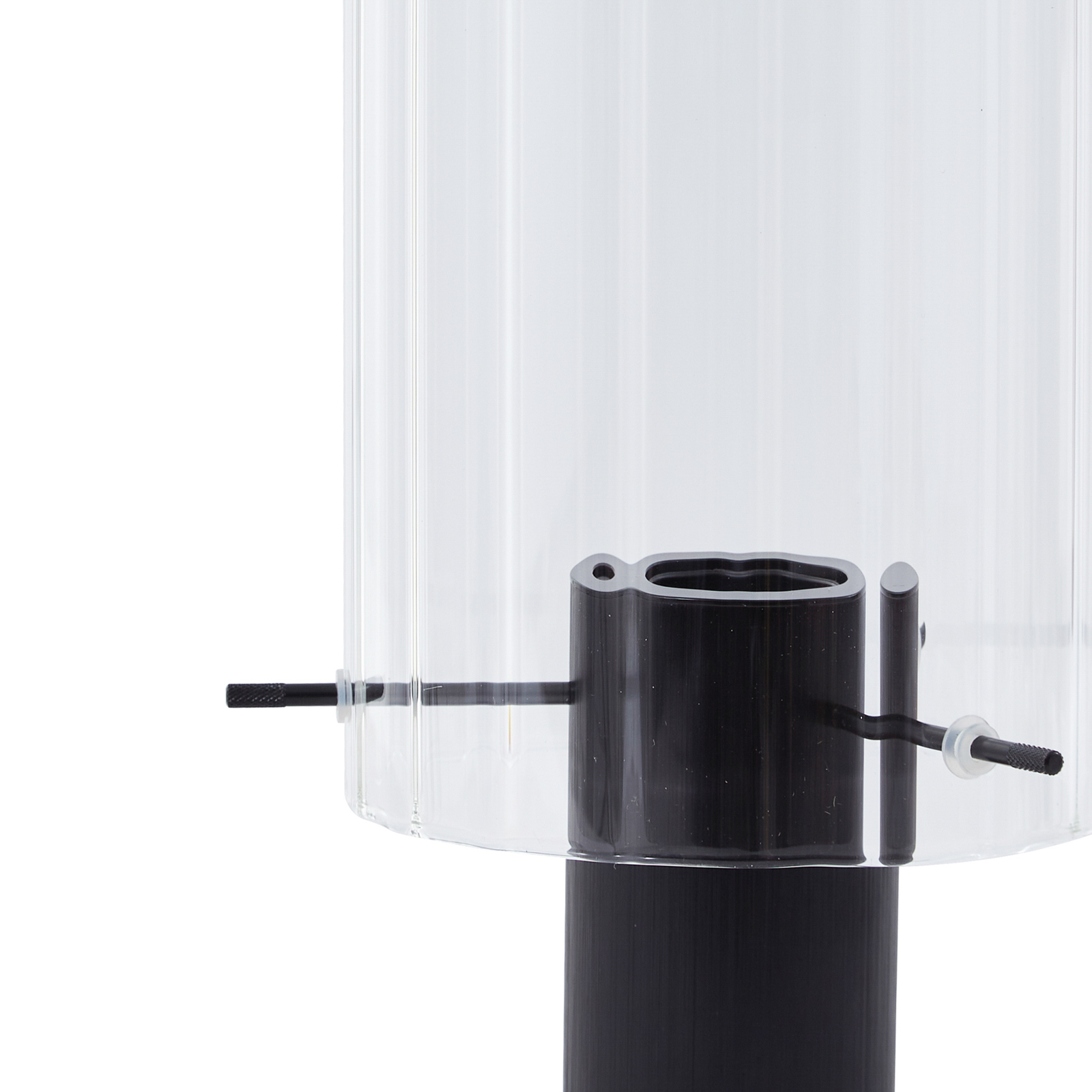Lucande bordlampe Eirian, svart, glass, Ø 14 cm, E27