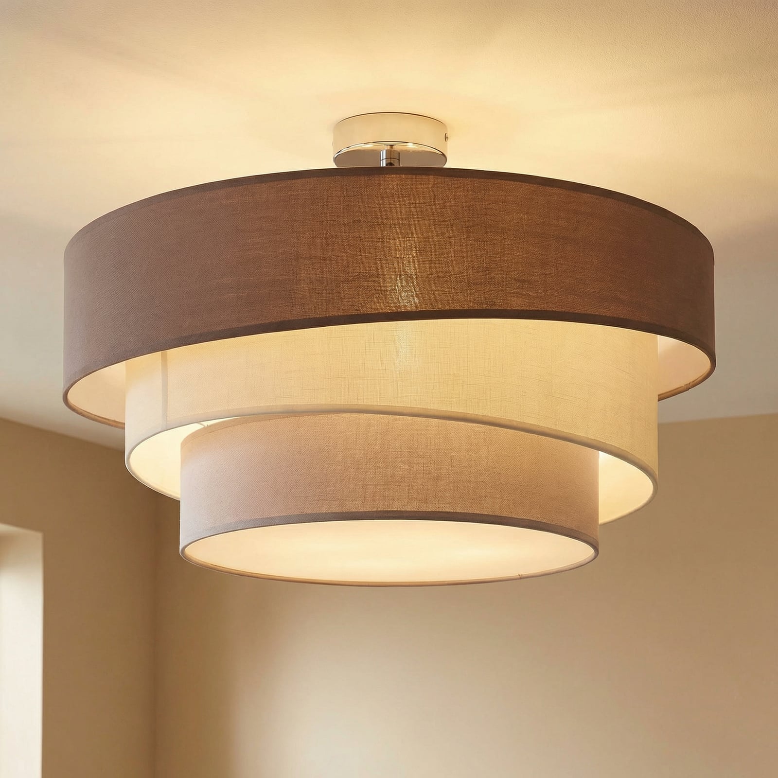 Melia Taklampe Grey-Brown/White/Grey/Chrome - Lindby