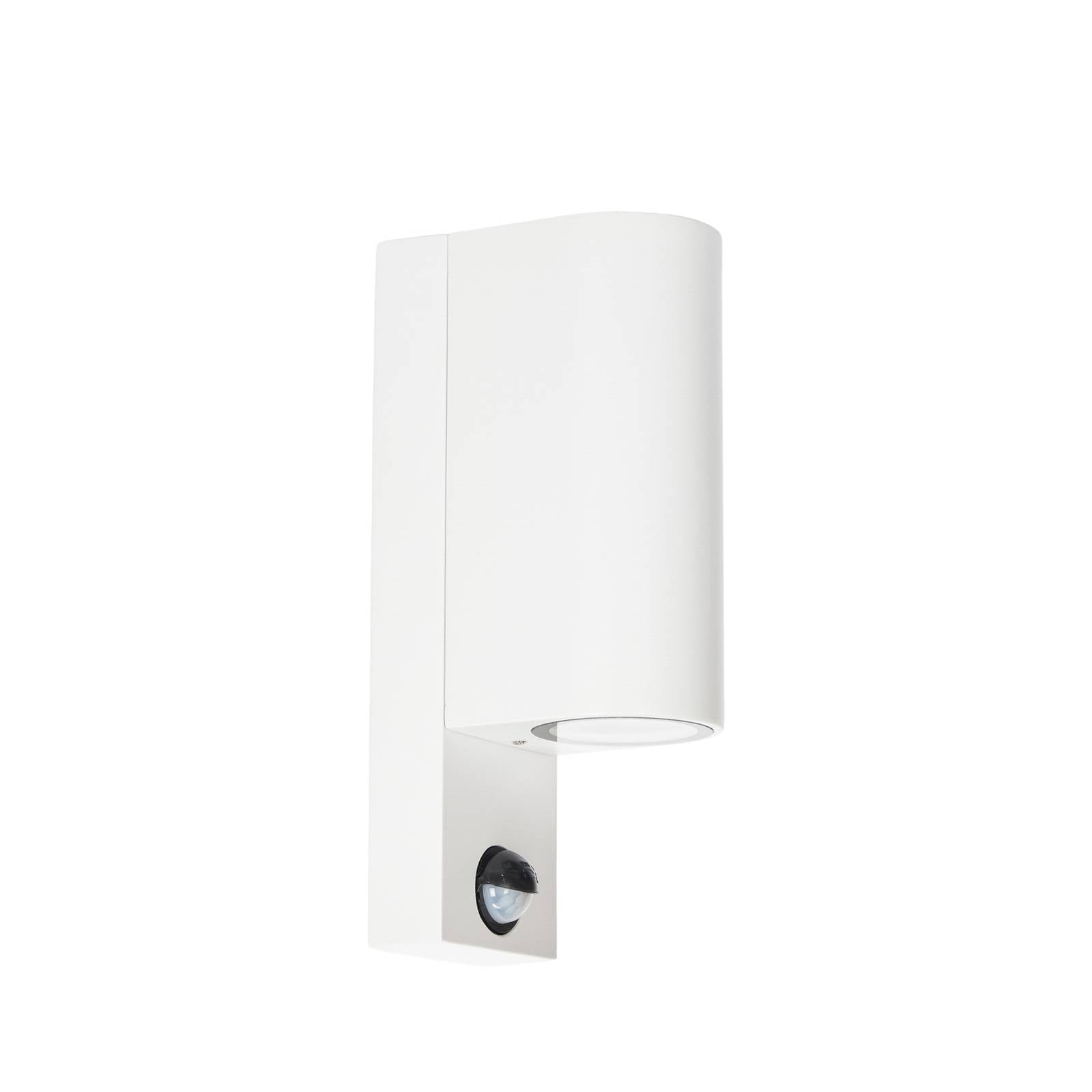 Prios Außenwandleuchte Tetje, weiß, rund, Sensor, 2er-Set